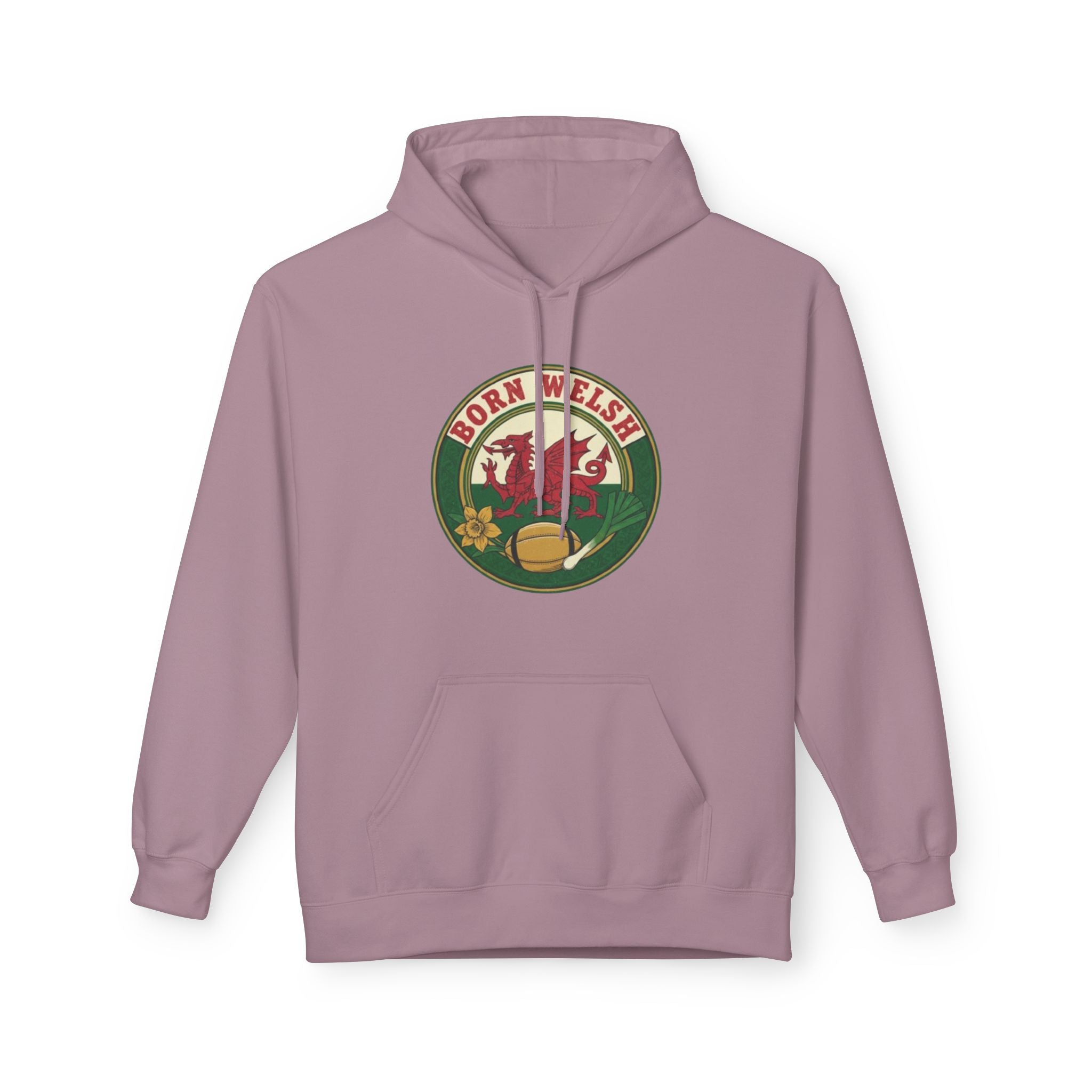 Born Welsh Hoodie — Vintage Welsh Dragon Rugby Crest Pullover