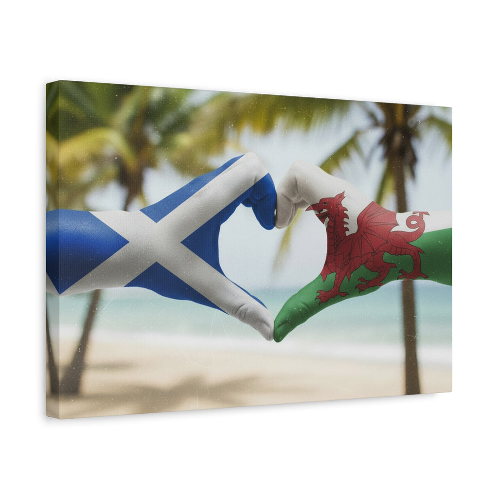 Scottish & Welsh Flag Heart Canvas – Stretched Matte Wall Art