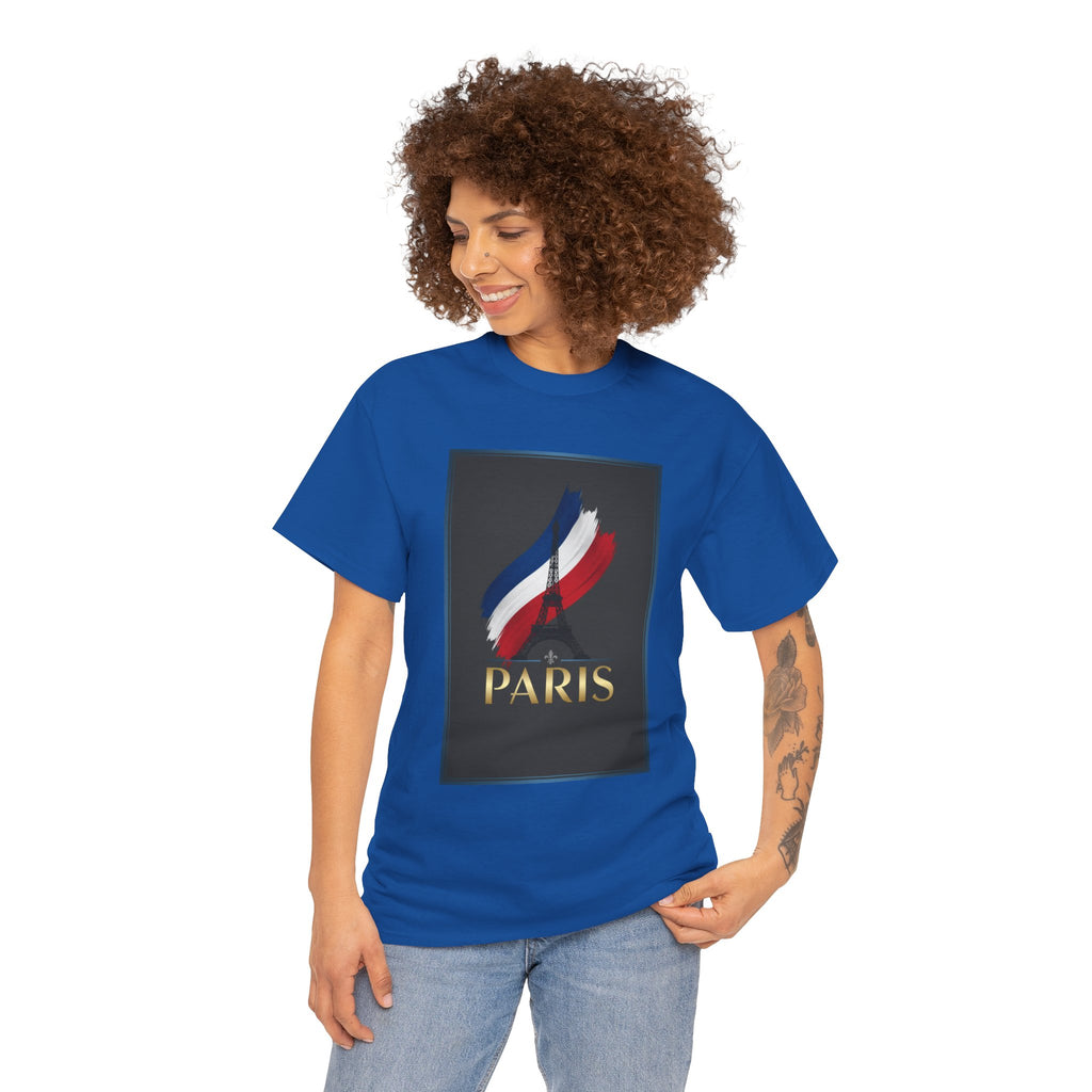Paris Tricolor Graphic Tee — French Flag Brushstroke T-Shirt