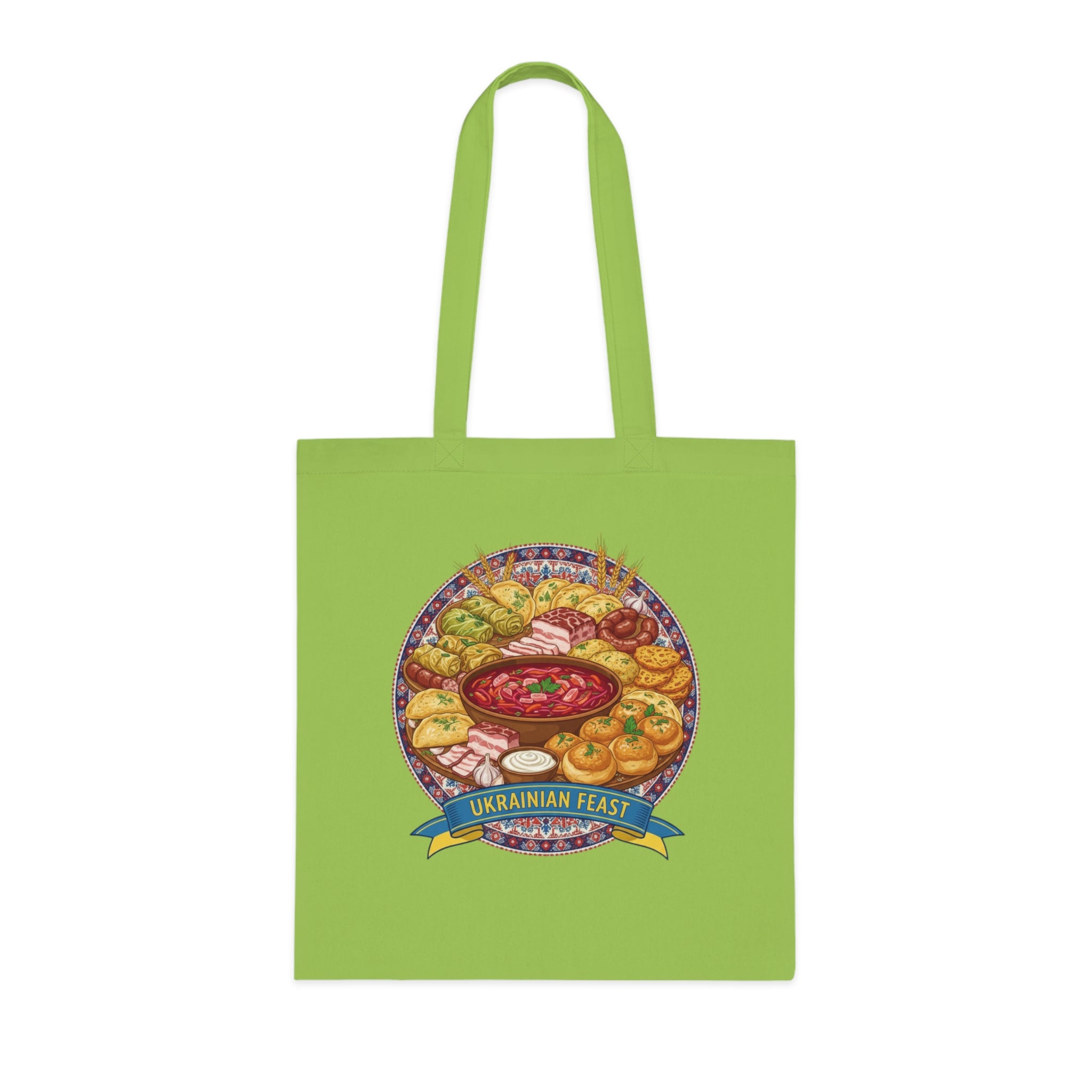 Ukrainian Feast Tote Bag — Illustrated Ukrainian Food Market Grocery Tote