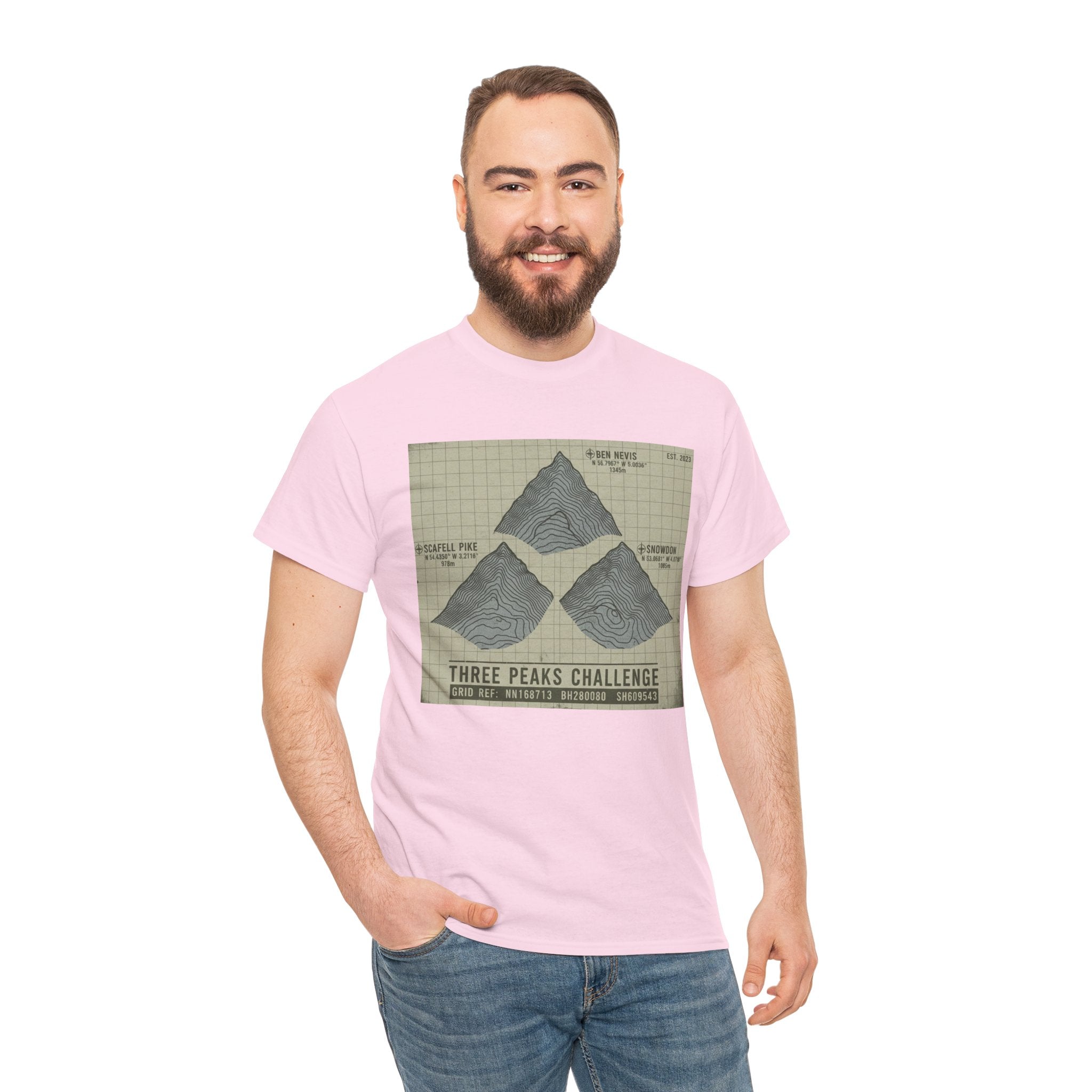 Three Peaks Challenge Graphic T-Shirt — Retro UK Mountain Summit Tee