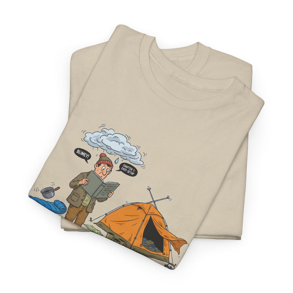 Retro Mountain Camping Graphic T-Shirt — Vintage Campfire Adventure Tee
