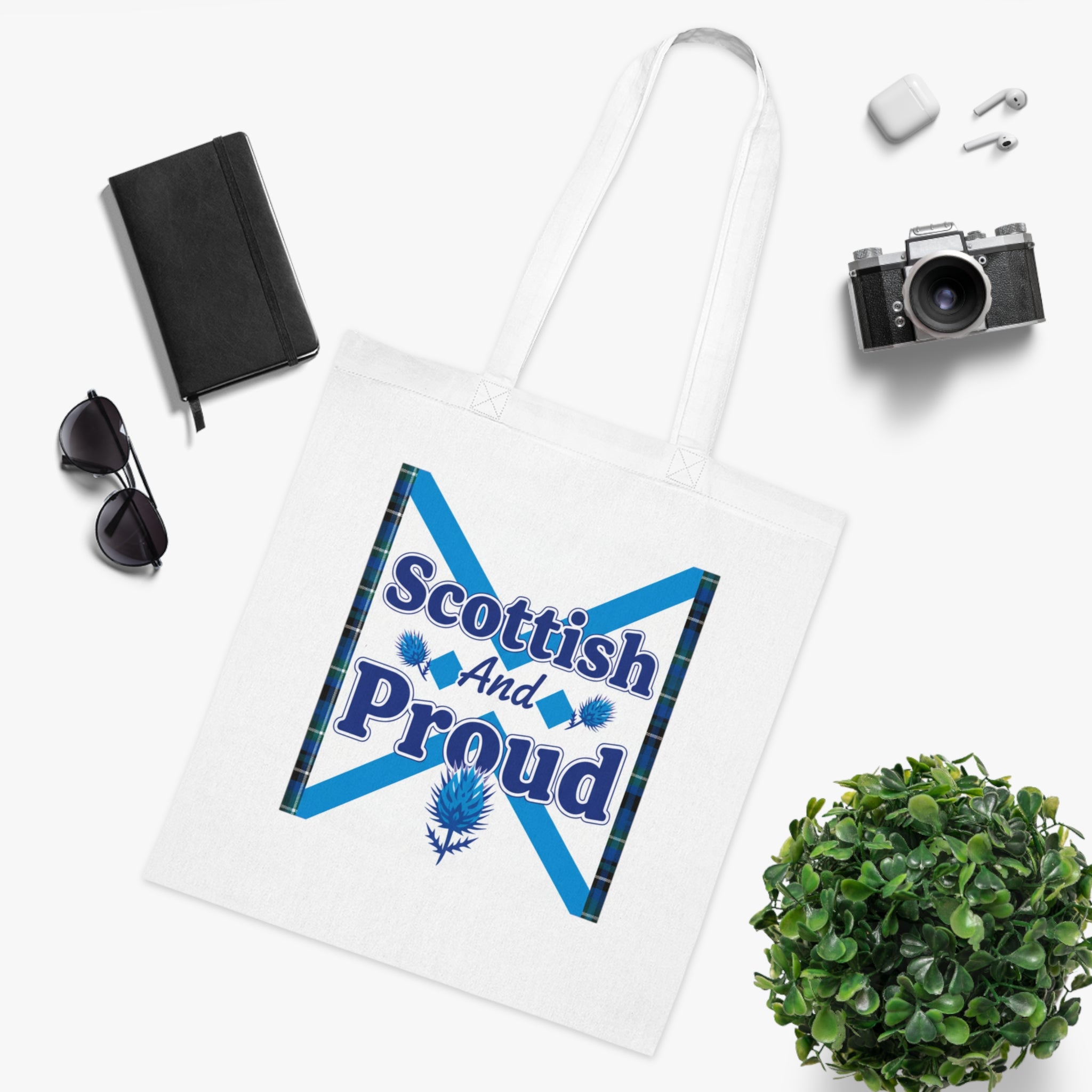 Scottish and Proud Tote Bag — Scottish Flag Cotton Tote with Thistle Design