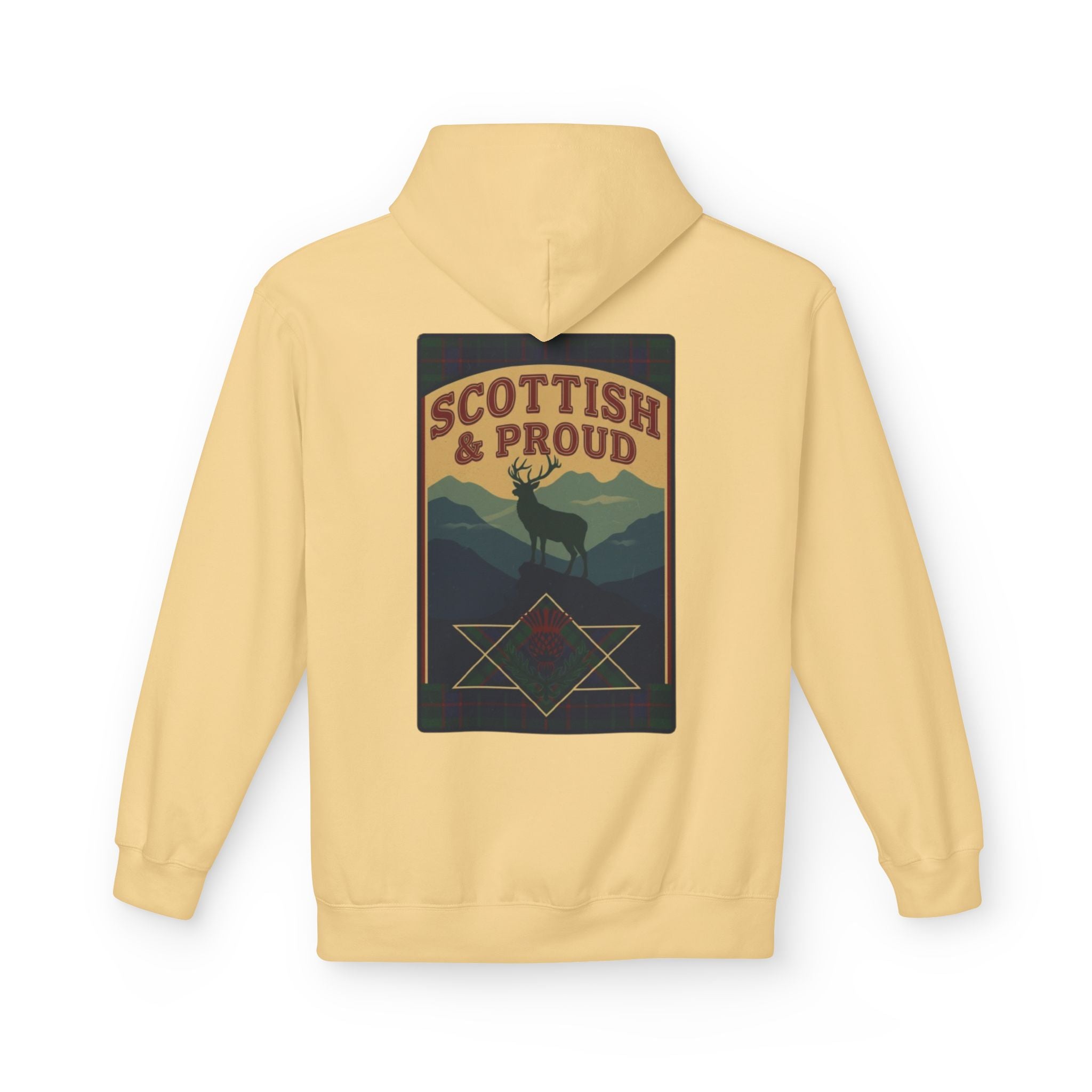 Scottish Hoodie — "Scottish & Proud" Vintage Stag Graphic Pullover