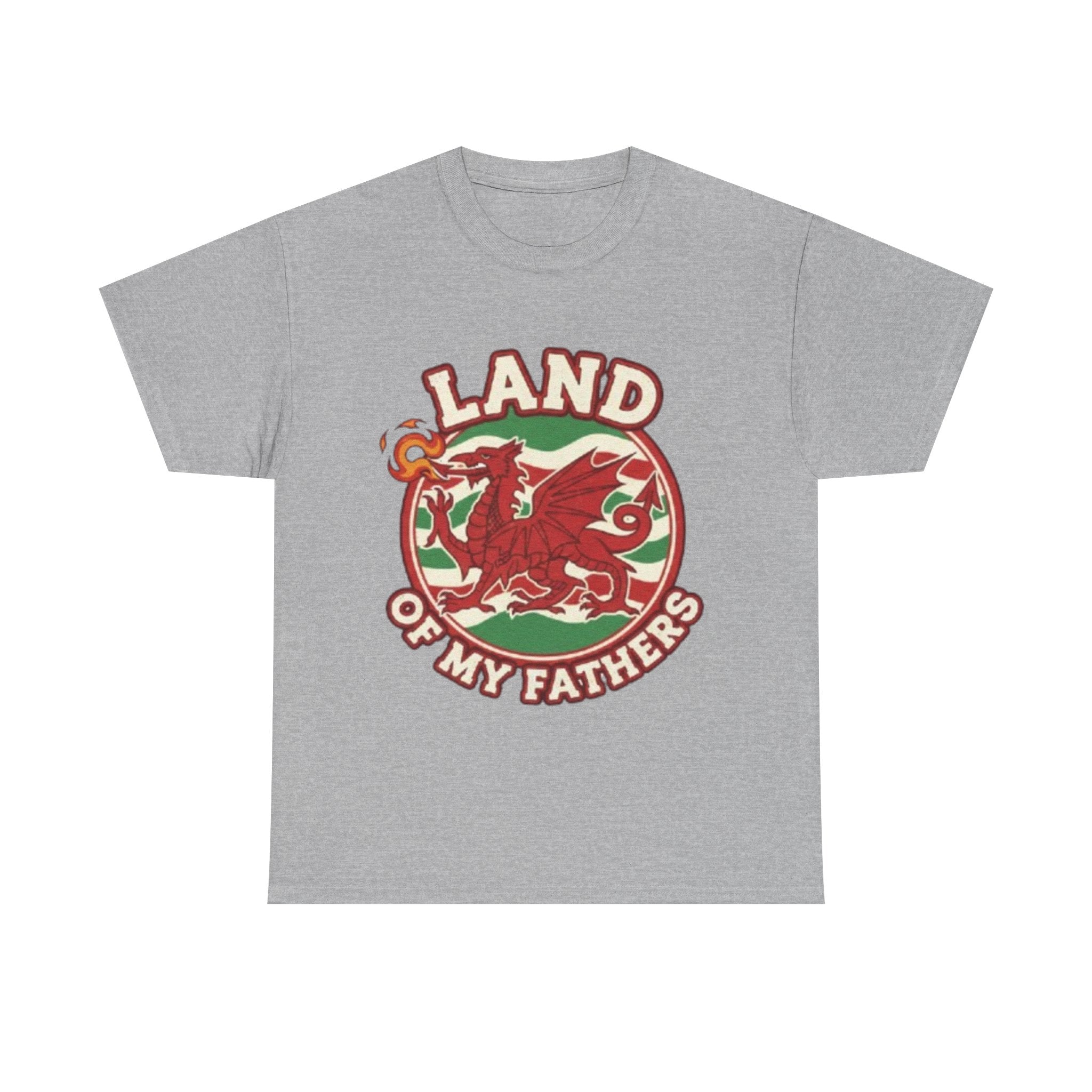 Land of My Fathers T‑Shirt — Welsh Dragon Vintage Crest Tee