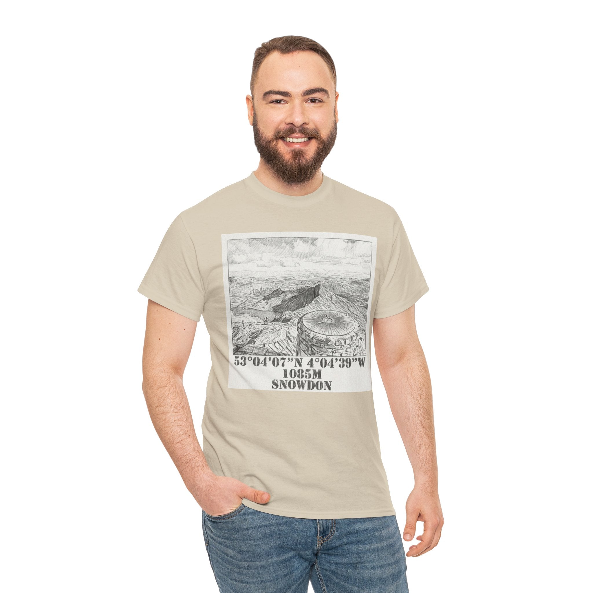 Snowdon Mountain Tee — Vintage Map Illustration with Coordinates