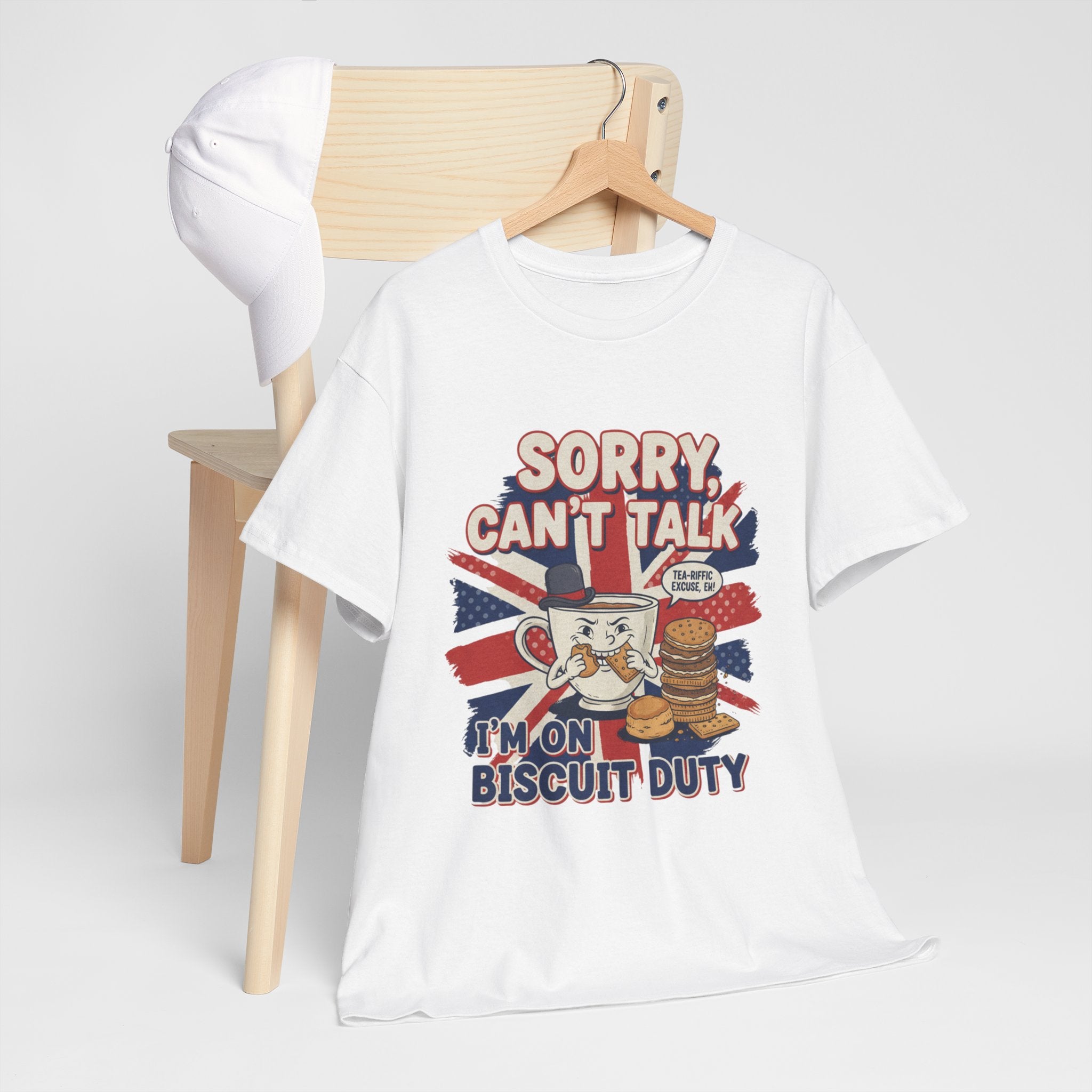 Biscuit Duty T‑Shirt - "Sorry Can't Talk, I'm On Biscuit Duty" British Tea & Biscuit Graphic Tee