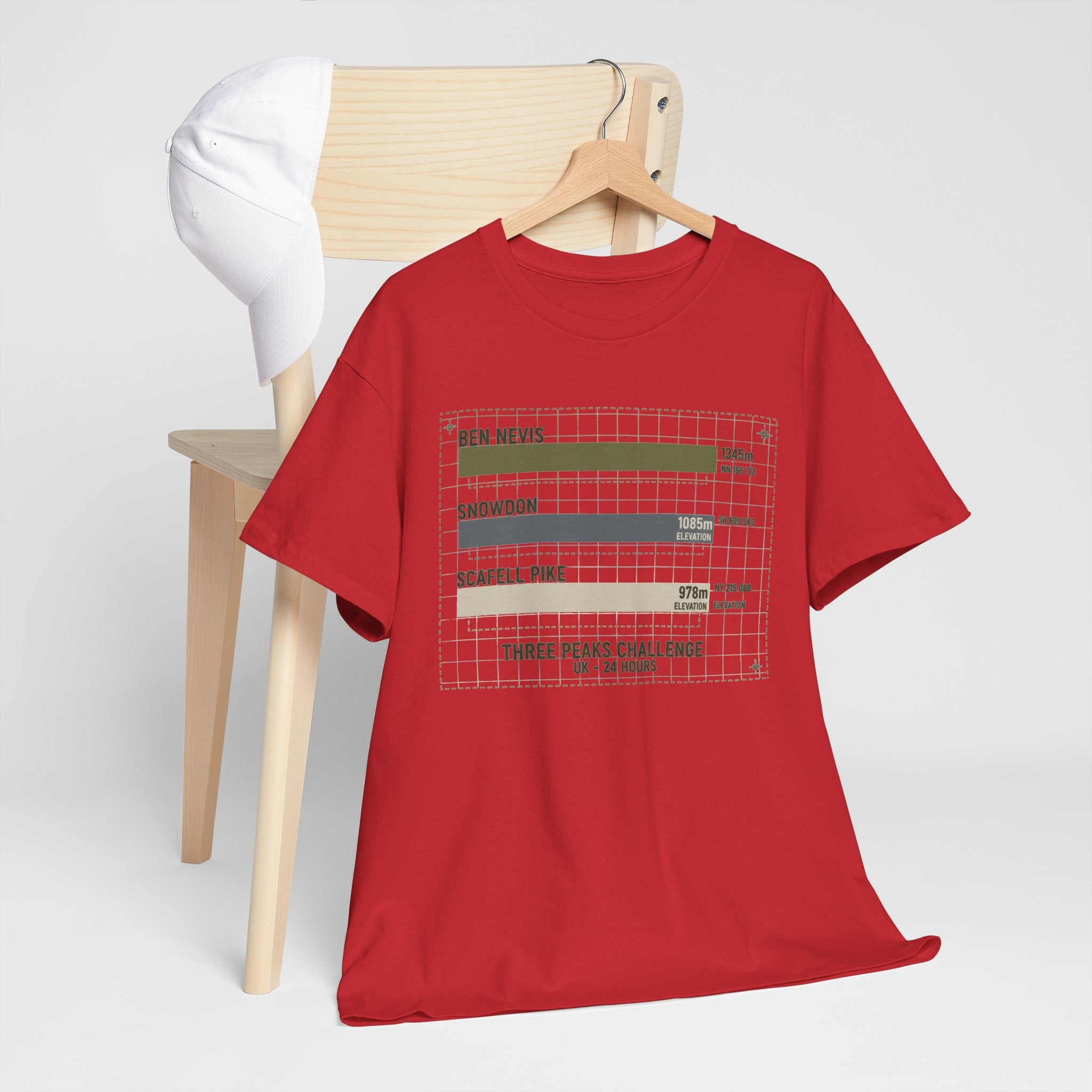 Three Peaks Challenge Graphic T-Shirt — Retro UK Mountain Hiking Tee