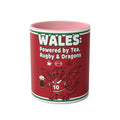 Wales Coffee Mug – "Wales: Powered by Tea, Rugby & Dragons" 11oz Two-Tone Mug