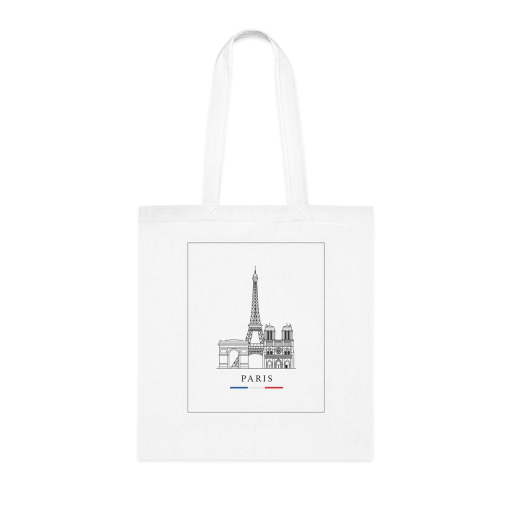 Paris Skyline Cotton Tote — Minimal Eiffel Tower & Notre-Dame Illustration