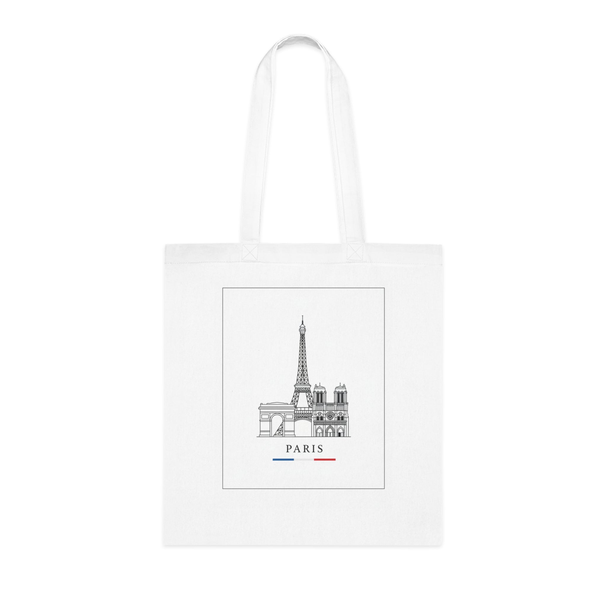 Paris Skyline Cotton Tote — Minimal Eiffel Tower & Notre-Dame Illustration