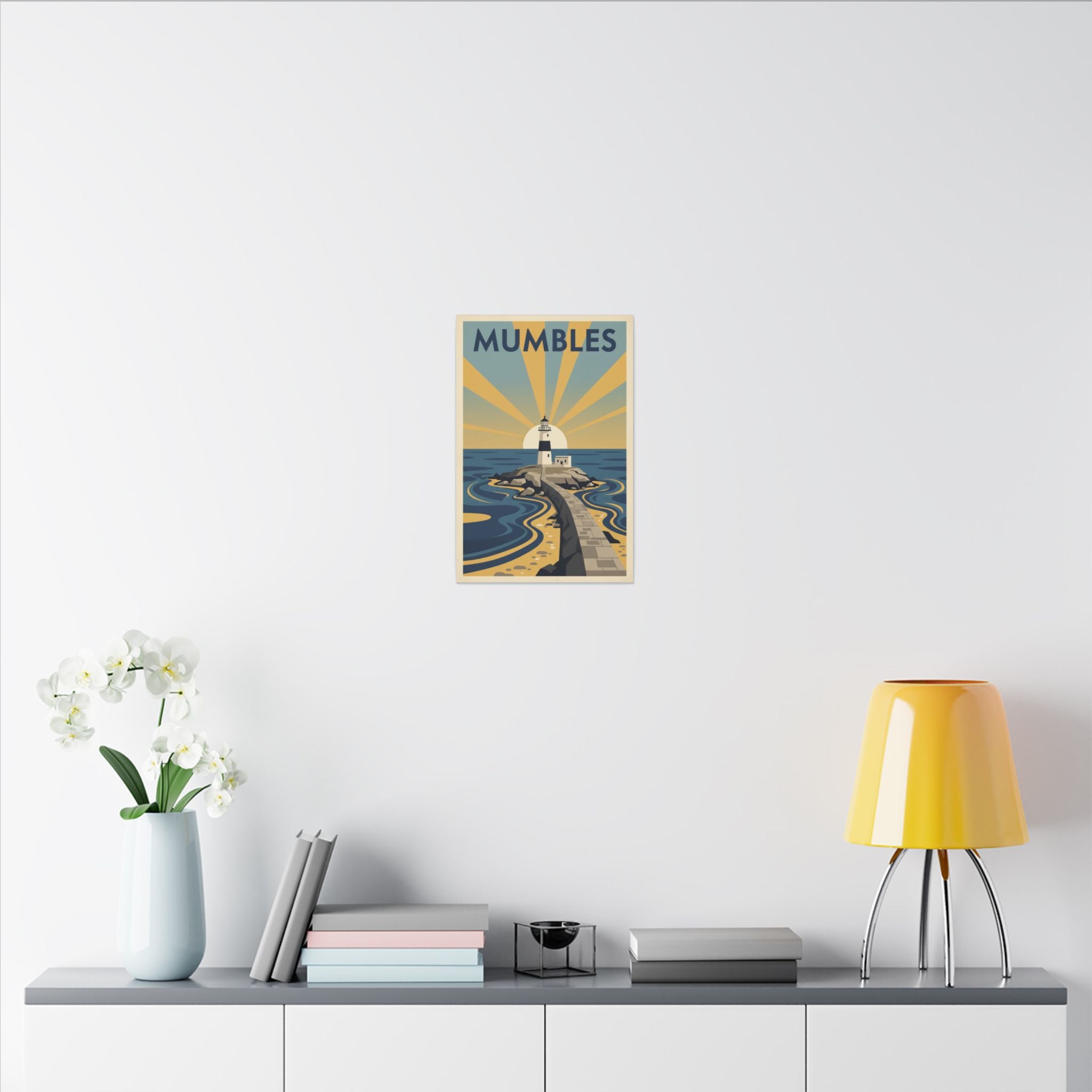 Mumbles Lighthouse Vintage Travel Poster Canvas