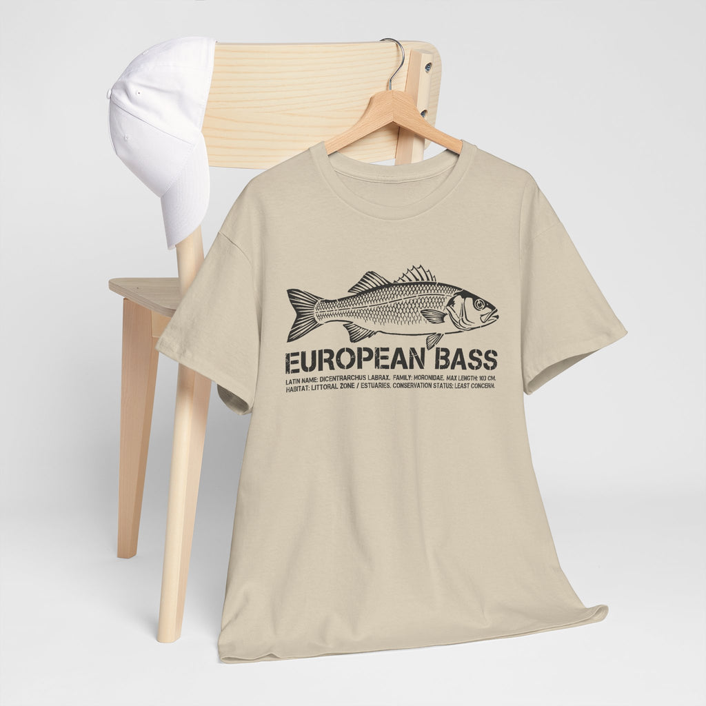 European Bass Fishing — Vintage Fish Illustration Tee