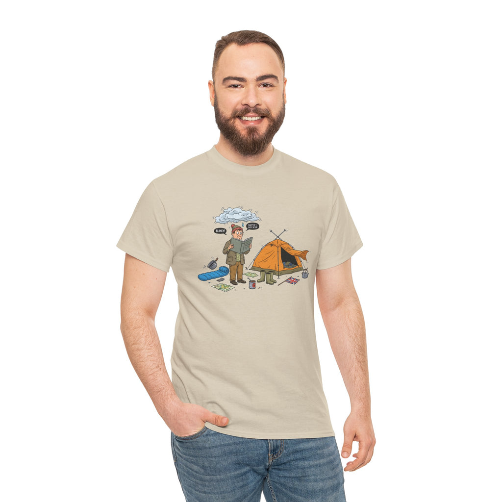 Retro Mountain Camping Graphic T-Shirt — Vintage Campfire Adventure Tee