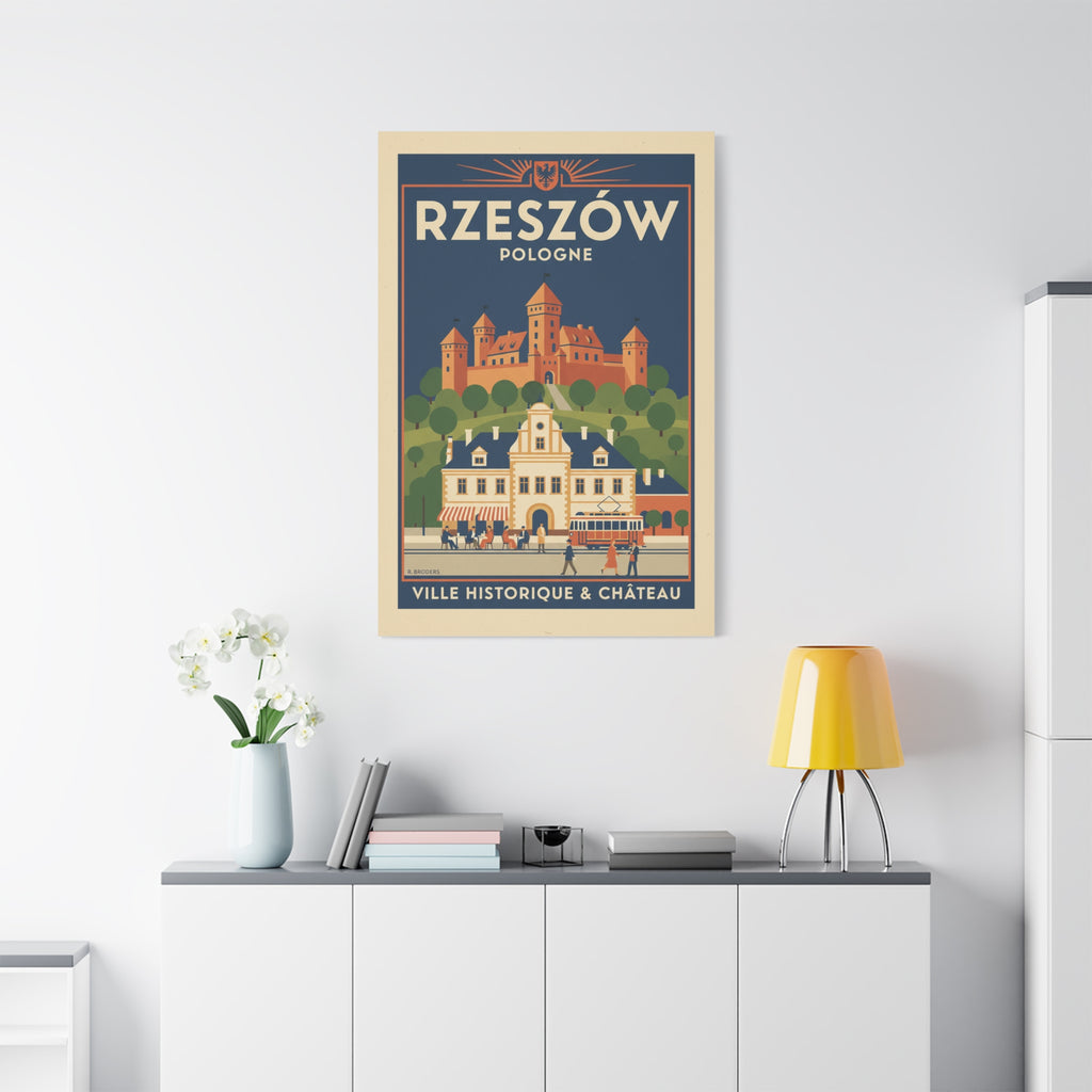 Rzeszów Vintage Travel Poster Canvas - Matte Stretched Wall Art