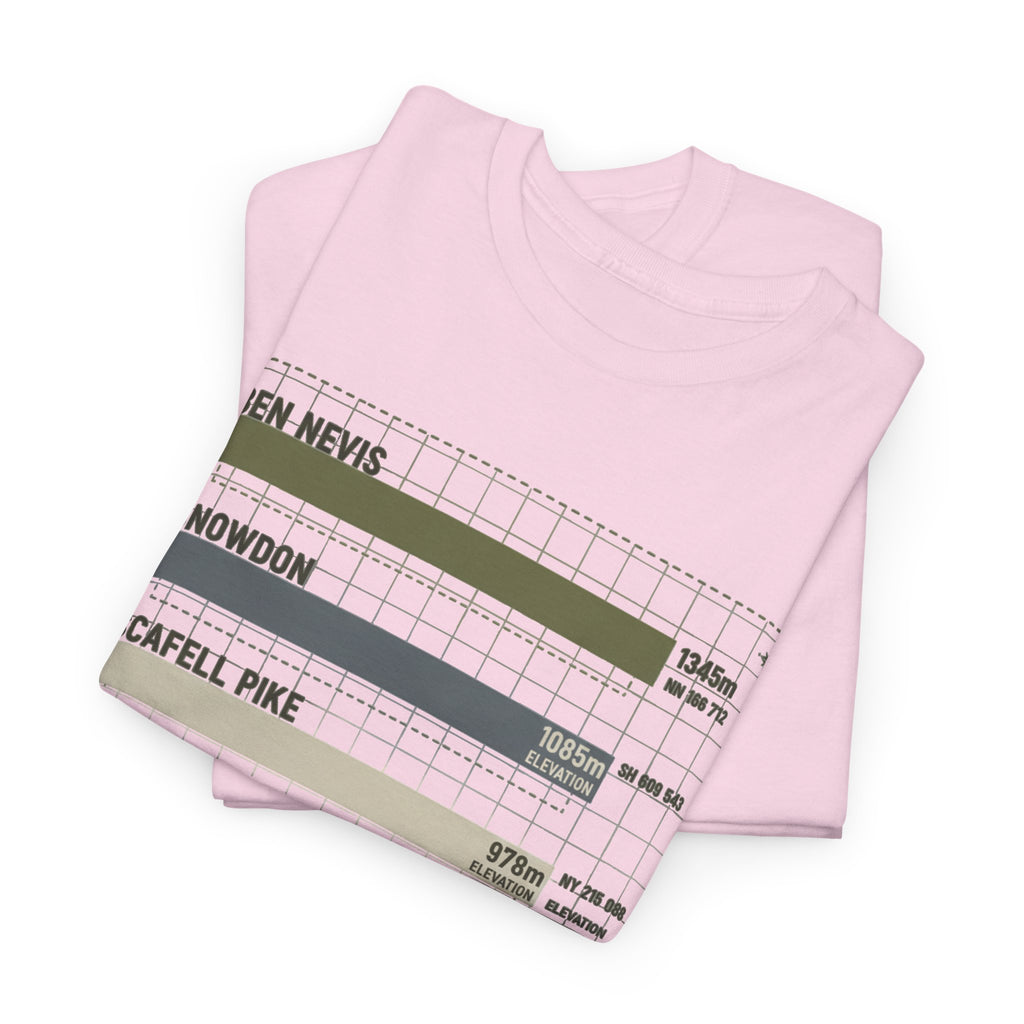 Three Peaks Challenge Graphic T-Shirt — Retro UK Mountain Hiking Tee