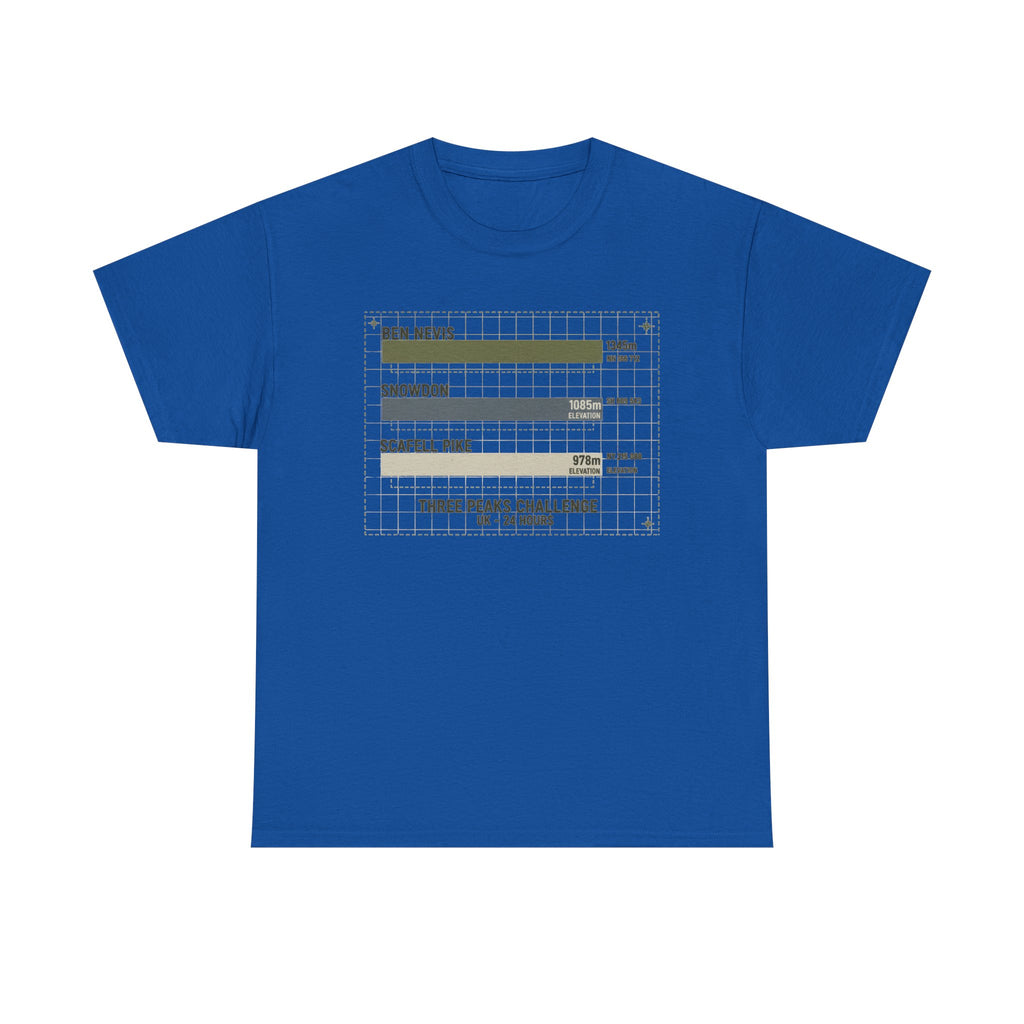 Three Peaks Challenge Graphic T-Shirt — Retro UK Mountain Hiking Tee