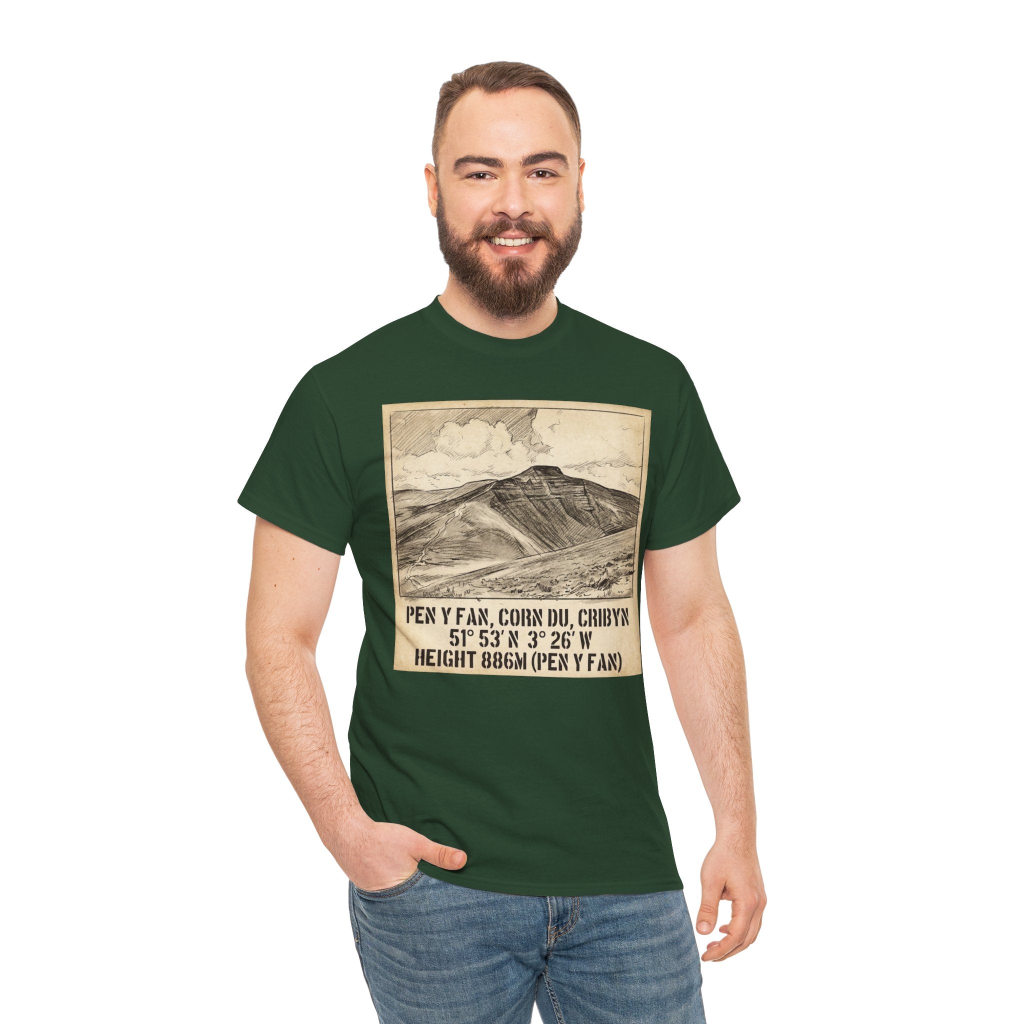 Pen y Fan Summit Coordinates T-Shirt — Vintage Mountain Peak Tee