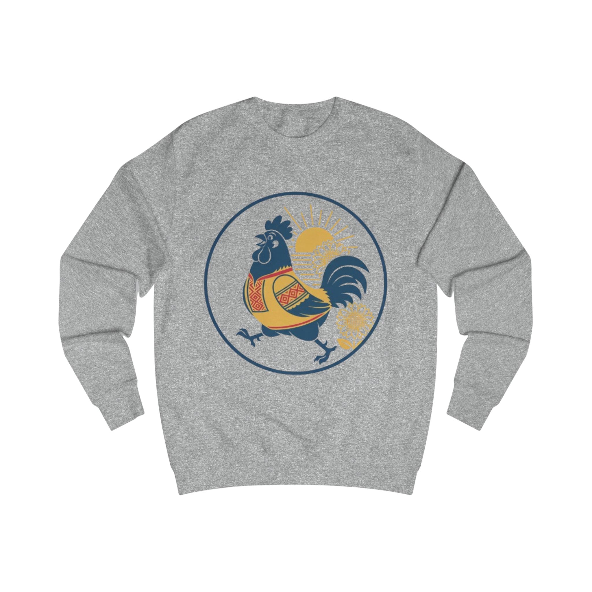 Rooster Sunrise Sweatshirt — Vintage Folk Rooster Graphic Crewneck