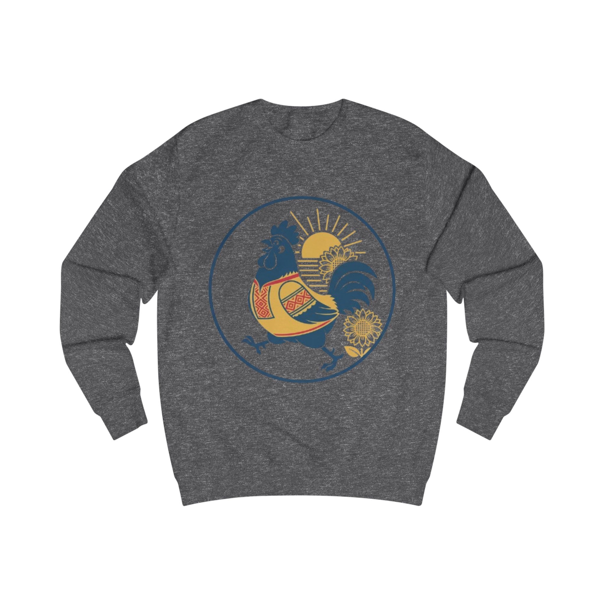 Rooster Sunrise Sweatshirt — Vintage Folk Rooster Graphic Crewneck