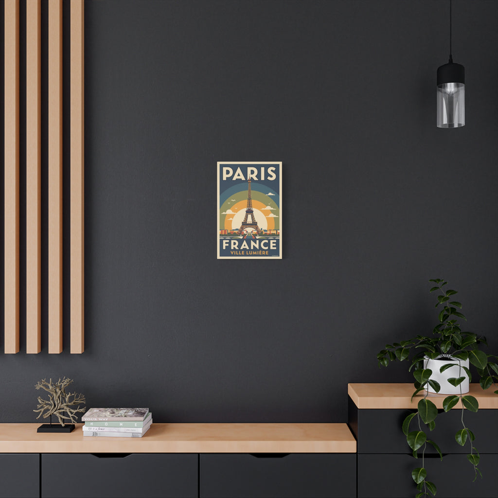 Paris France Eiffel Tower Vintage Poster Canvas