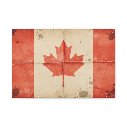 Canadian Flag Vintage Matte Canvas Print — Stretched 1.25"