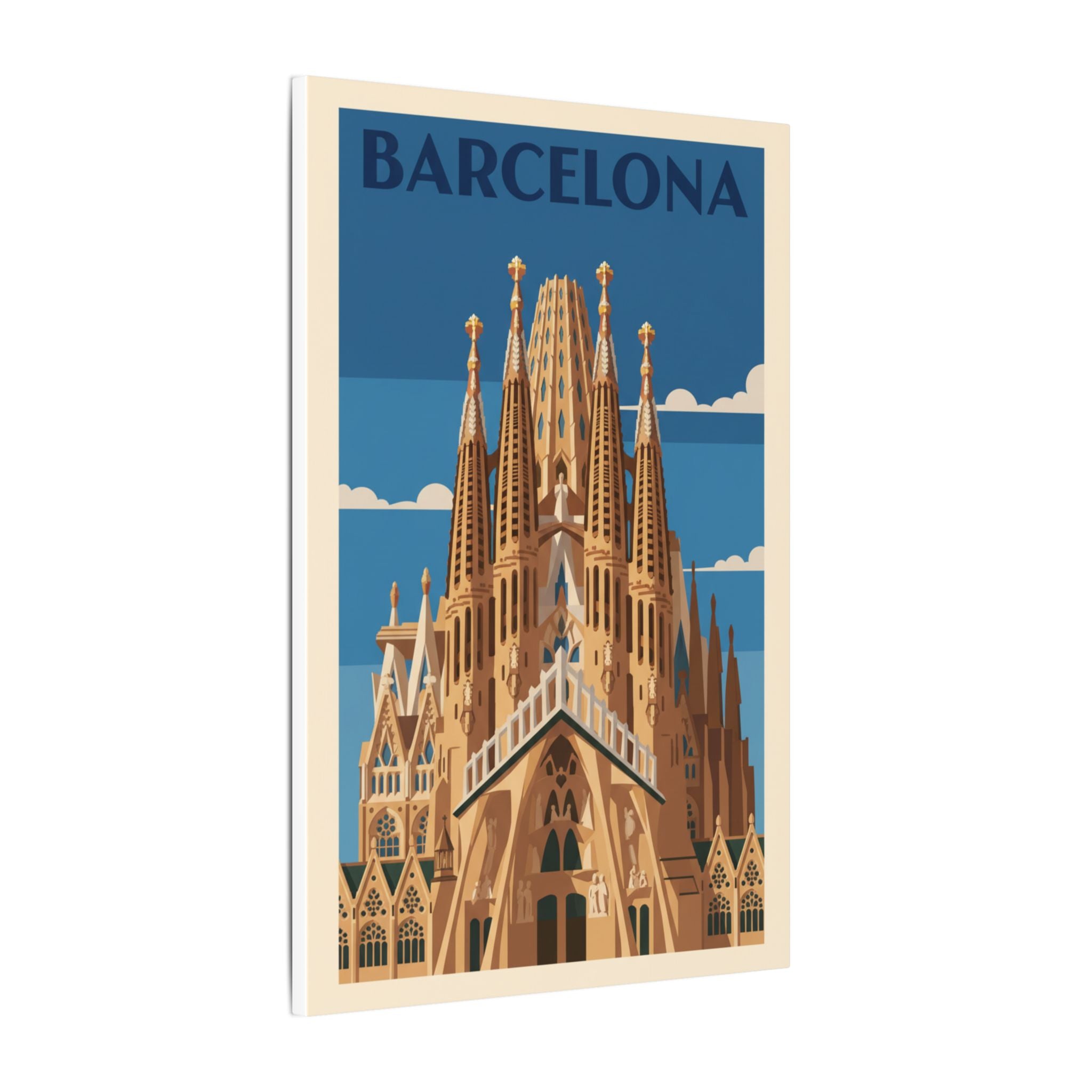Barcelona Sagrada Familia Matte Canvas Print Stretched Travel Poster Wall Art
