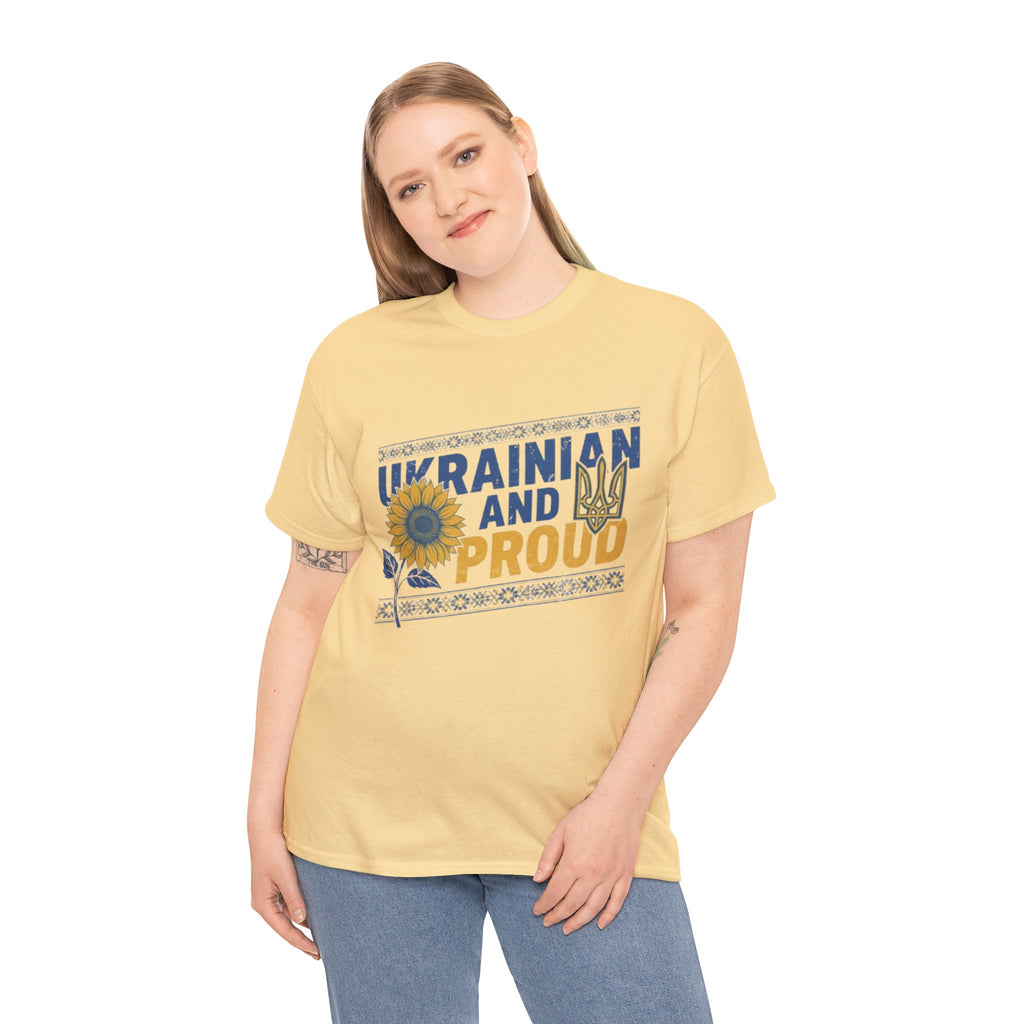 Ukrainian and Proud T-Shirt — Sunflower & Tryzub Patriotic Tee