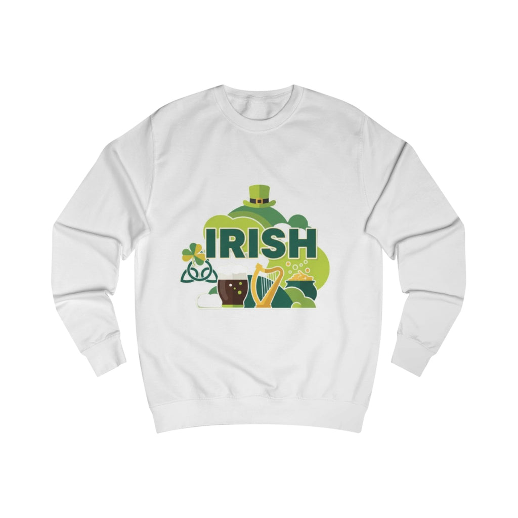 Irish St. Patrick's Day Sweatshirt — Shamrock, Harp & Beer Graphic