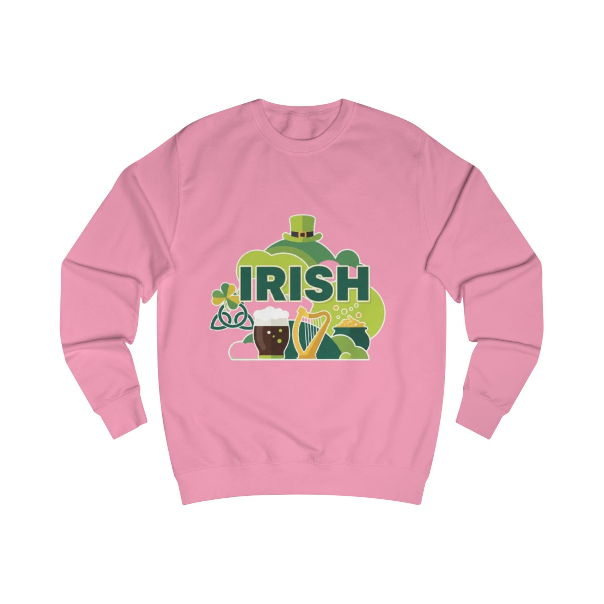 Irish St. Patrick's Day Sweatshirt — Shamrock, Harp & Beer Graphic