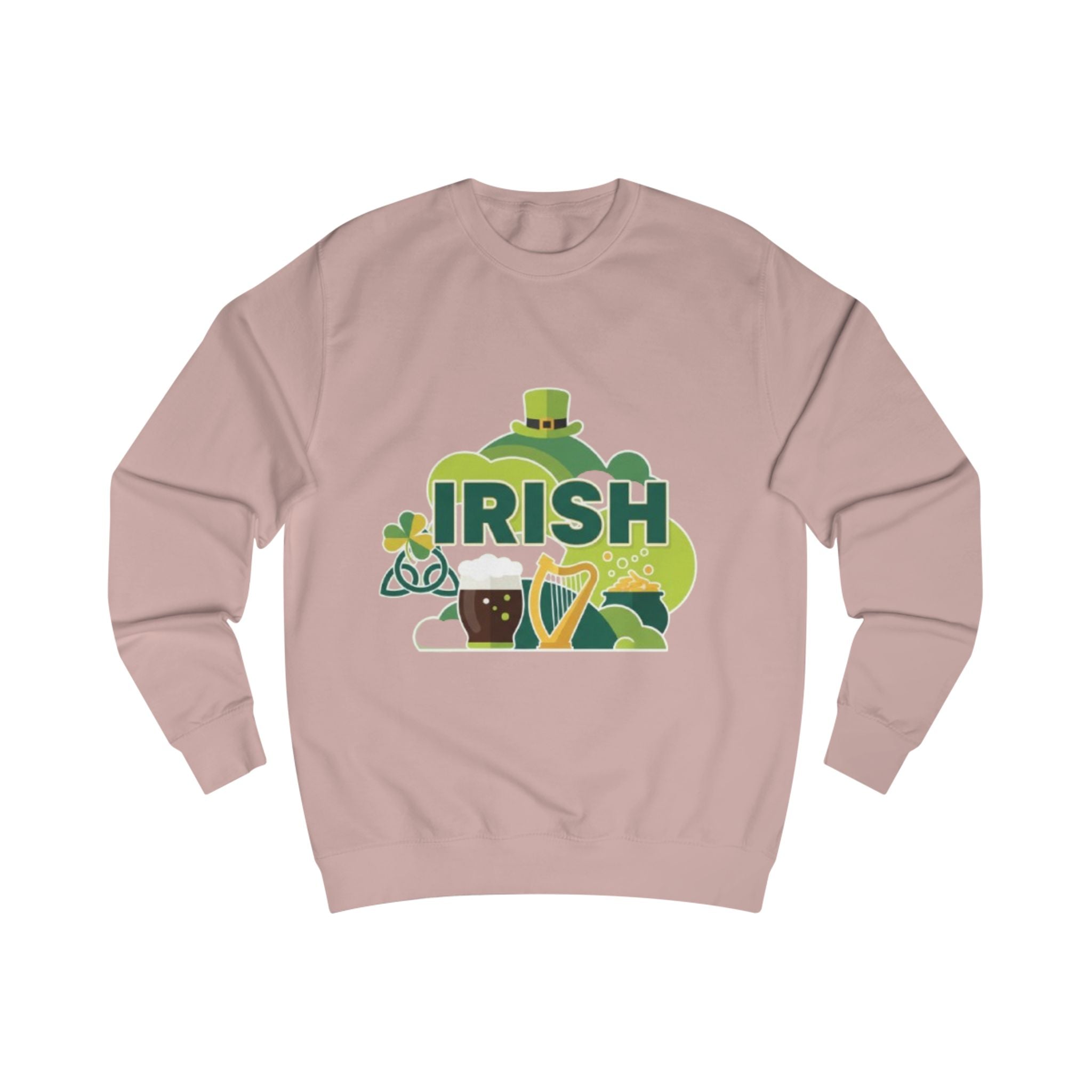 Irish St. Patrick's Day Sweatshirt — Shamrock, Harp & Beer Graphic