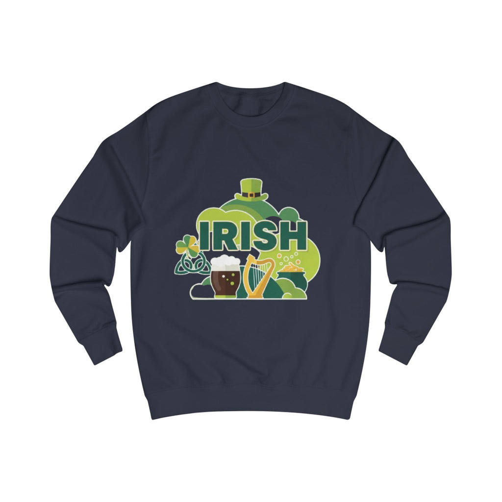 Irish St. Patrick's Day Sweatshirt — Shamrock, Harp & Beer Graphic