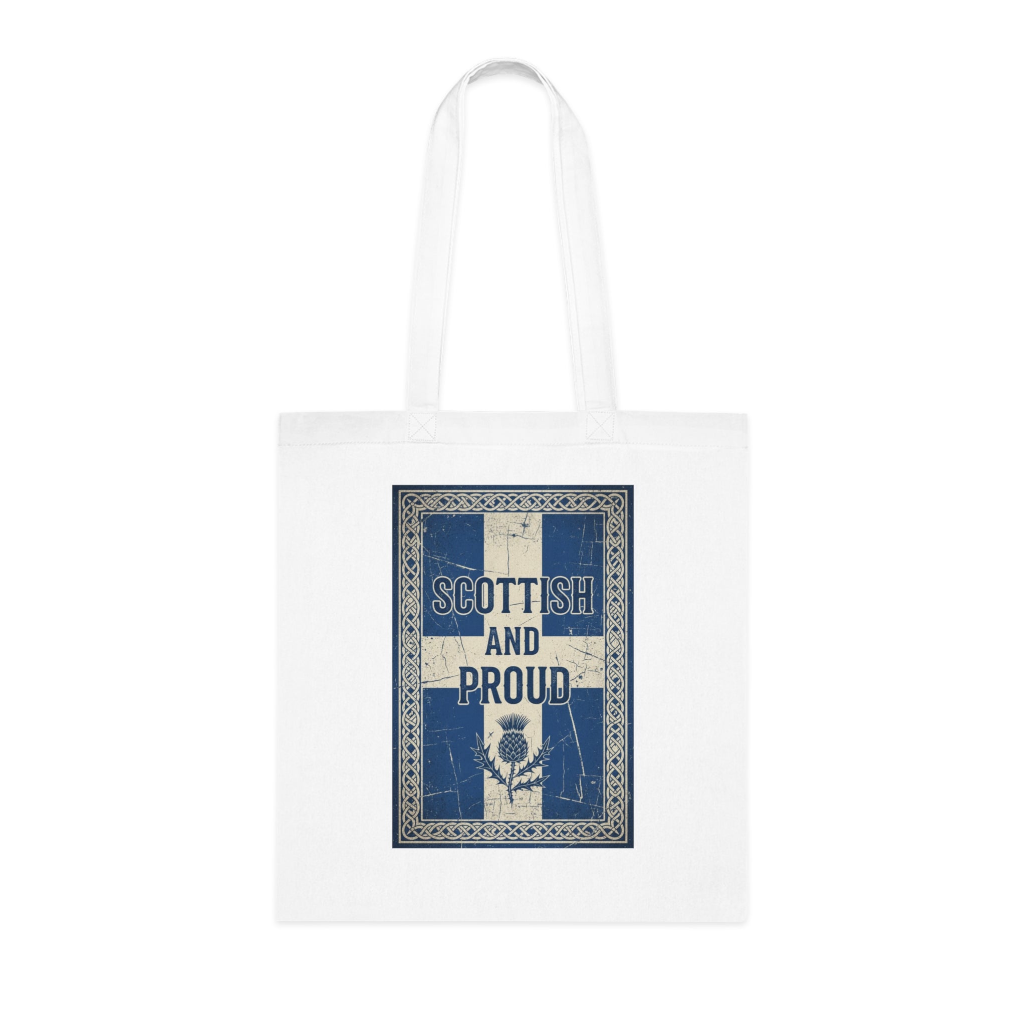 Scottish and Proud Tote Bag — Vintage Flag Thistle Cotton Tote