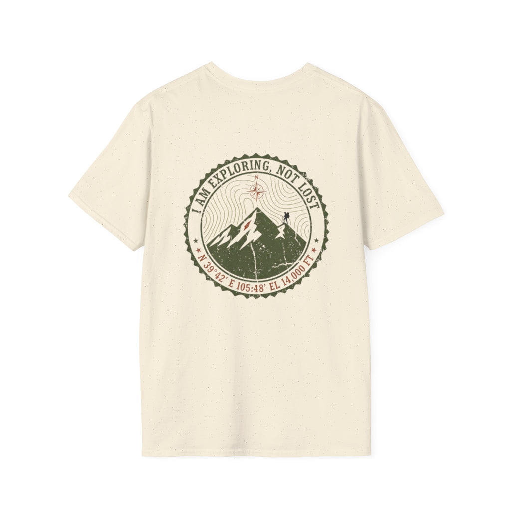 Adventure T-Shirt – 'I Am Exploring, Not Lost' Mountain Graphic Tee