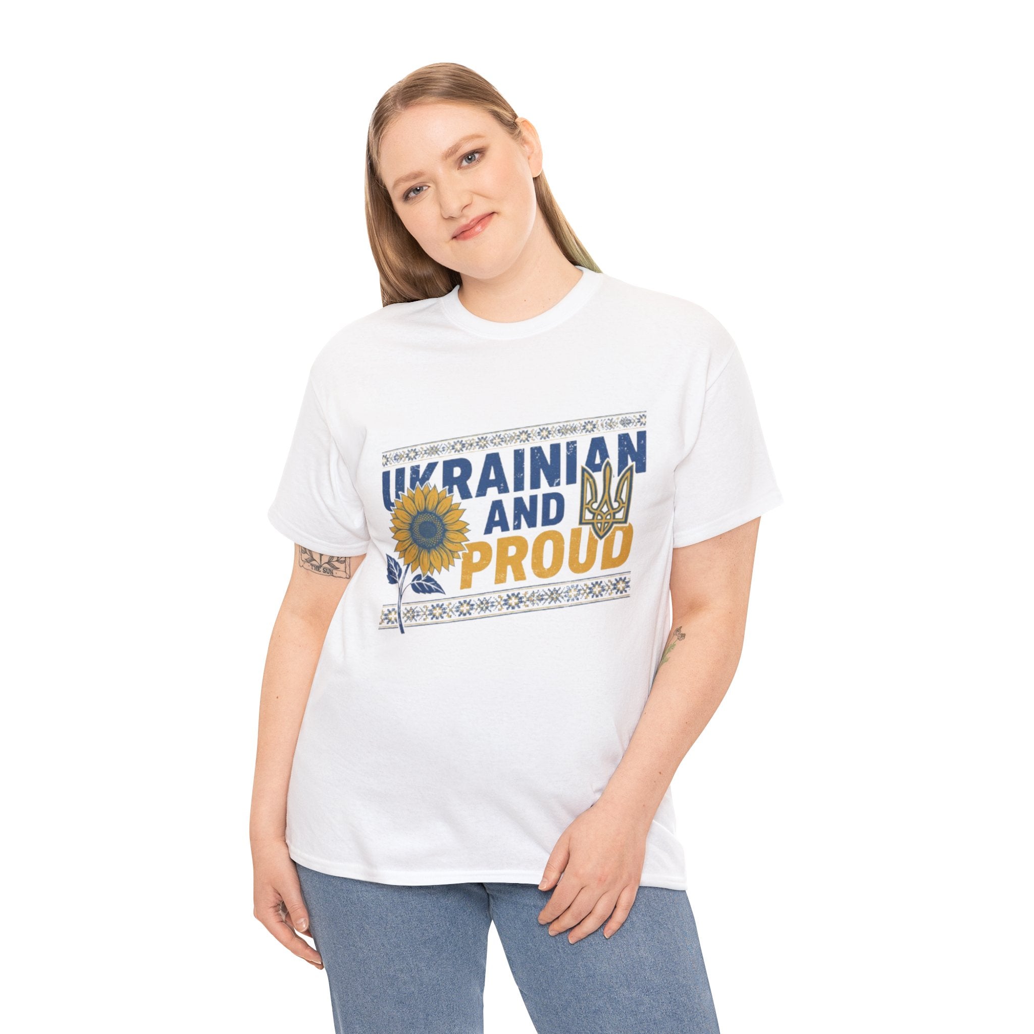Ukrainian and Proud T-Shirt — Sunflower & Tryzub Patriotic Tee