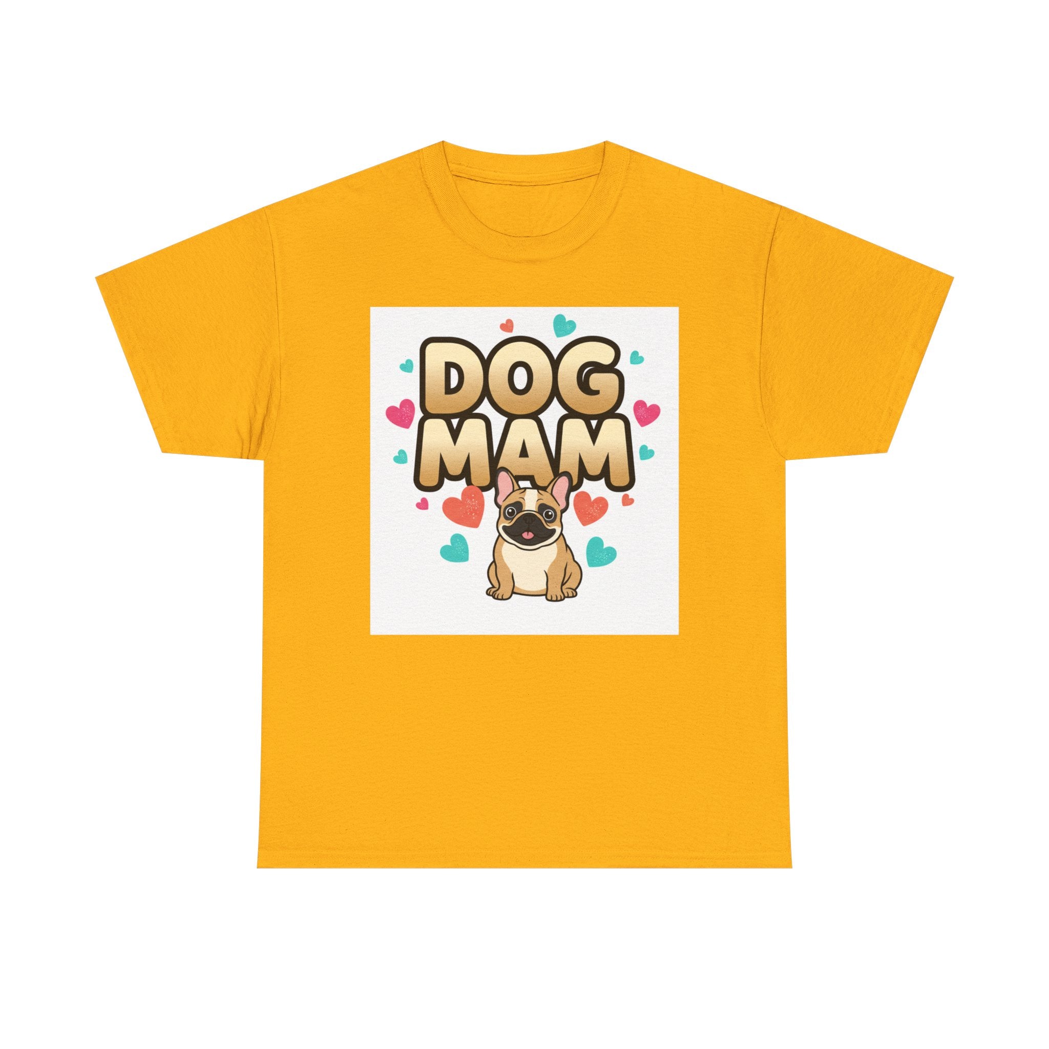Dog Mom T-Shirt — Cute Pug Design with Hearts, Perfect Gift for Dog Lovers