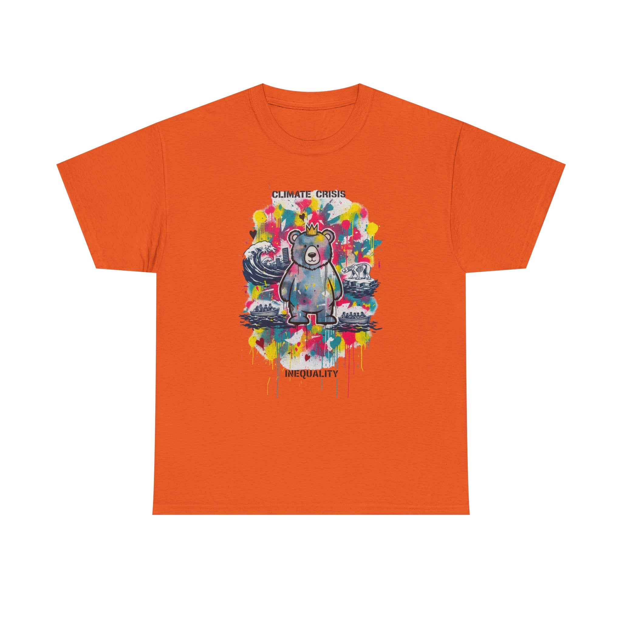 Graffiti Bear Tee — Colourful 'Climate Crisis' & 'Inequality' Graphic T-Shirt