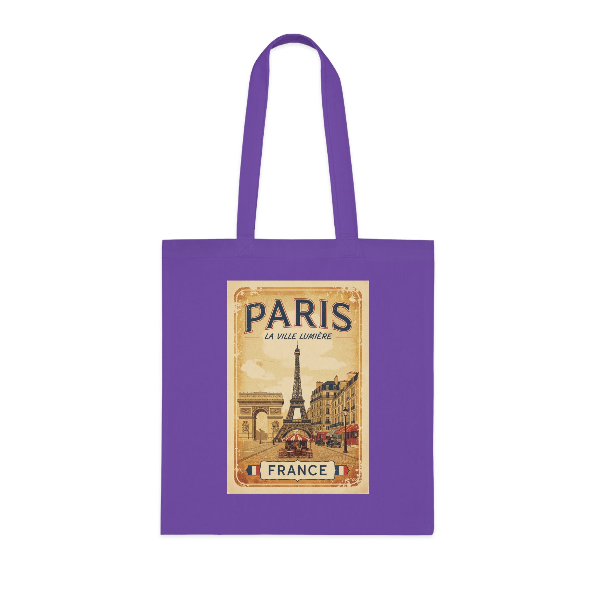 Paris Vintage Poster Cotton Tote Bag – Eiffel Tower France Travel Market Tote