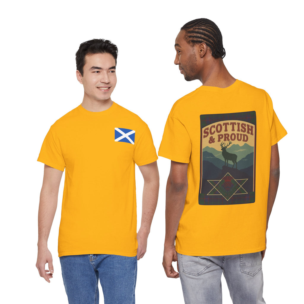 Scottish & Proud T‑Shirt — Retro Stag Scotland Flag Tee