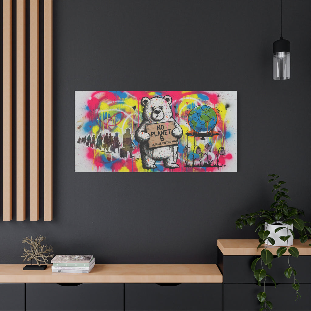 No Planet B Polar Bear Matte Canvas Wall Art — Climate Justice Stretched Canvas