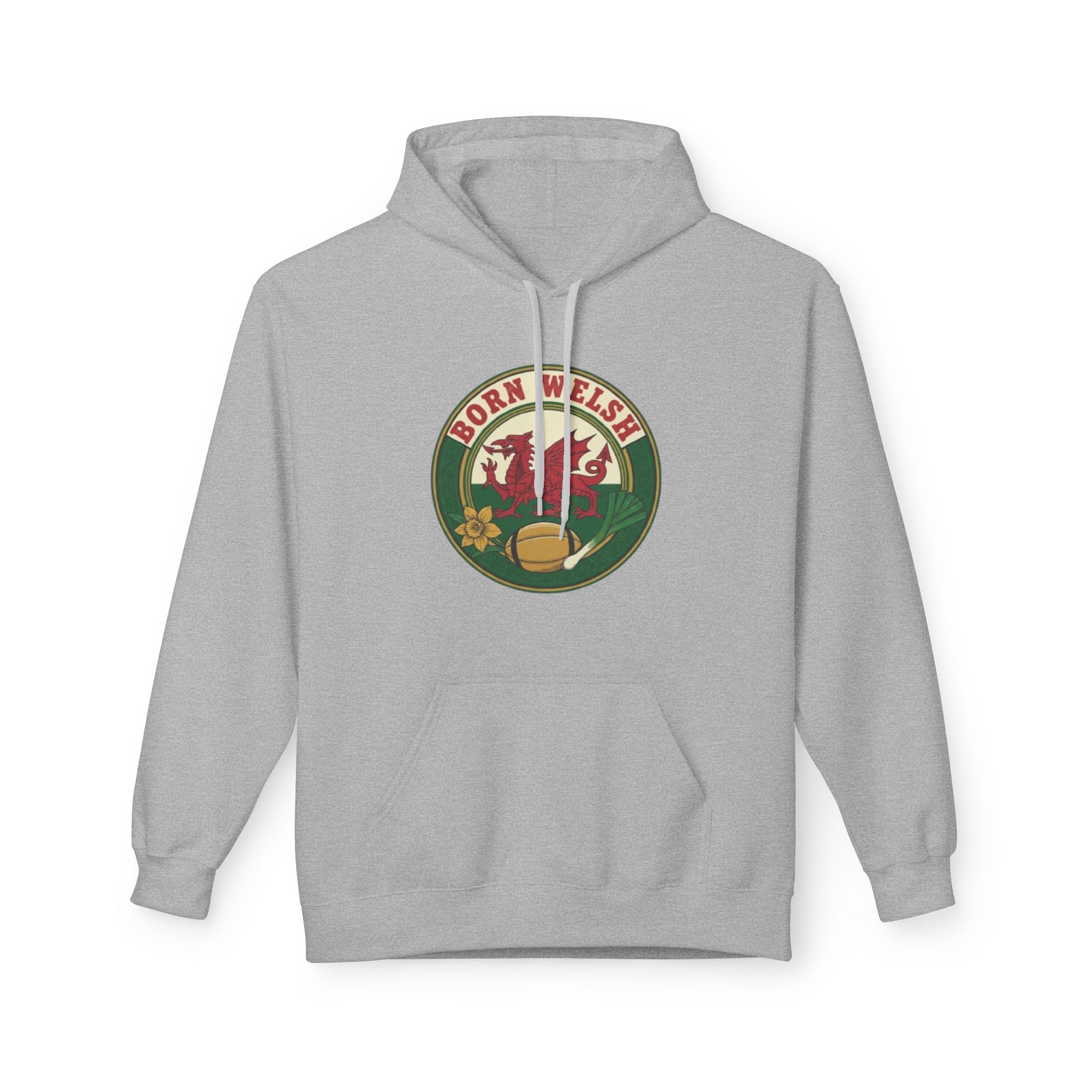 Born Welsh Hoodie — Vintage Welsh Dragon Rugby Crest Pullover