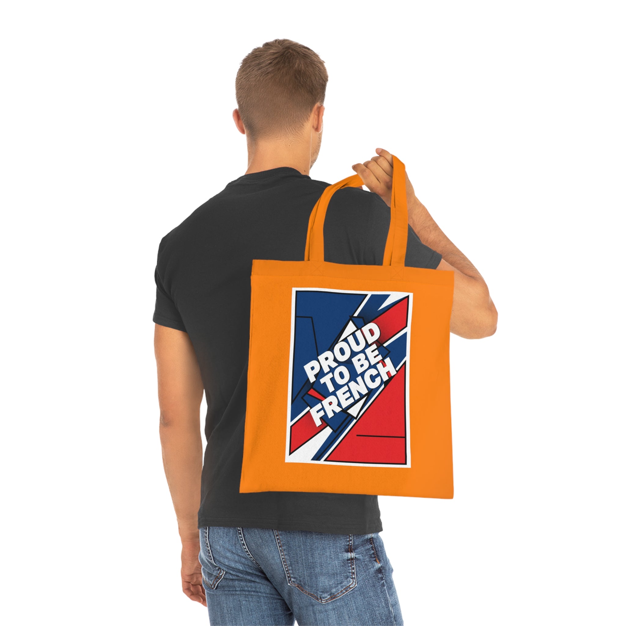 Proud to Be French Cotton Tote Bag — Blue & Red Patriotic Market Bag
