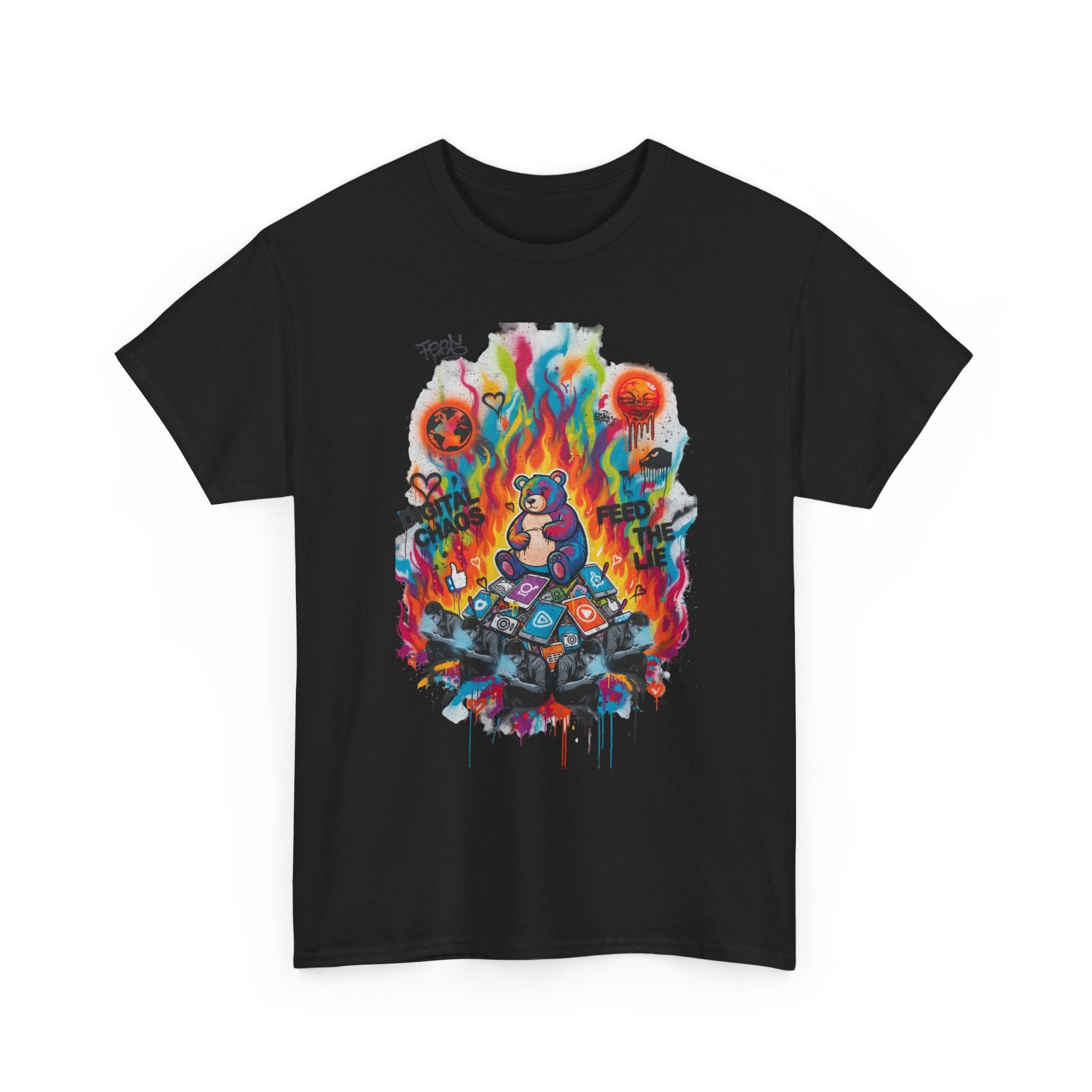 Colourful Cat Bonfire Graphic Tee