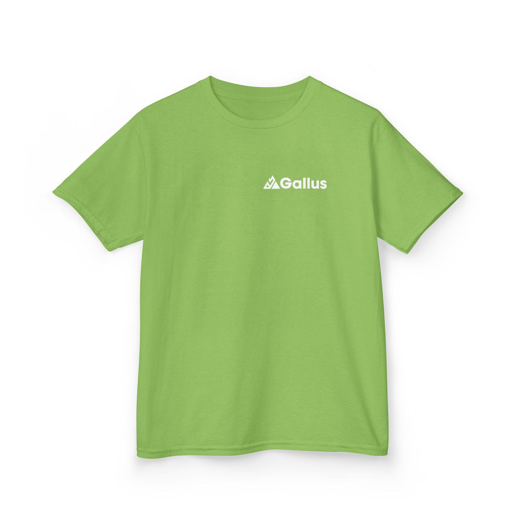 Kids Tee — "Follow the Leader" Adventure Graphic (Gallus Logo)
