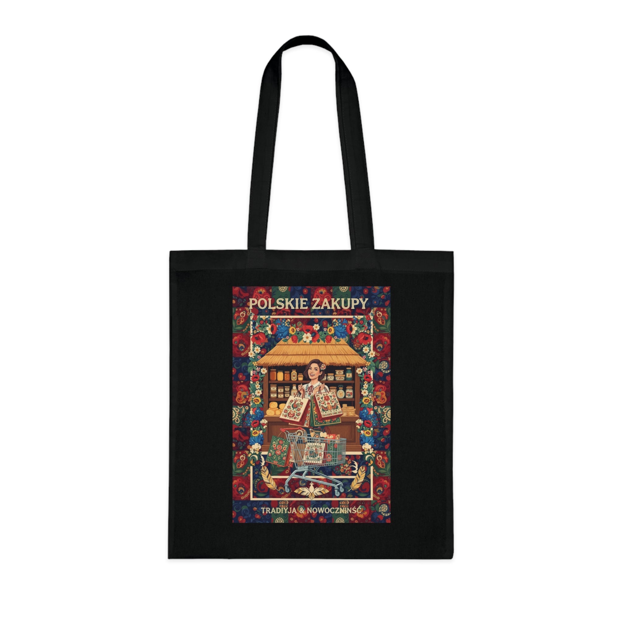 Polskie Zakupy Vintage Market Tote — Polish Folk Art Cotton Bag