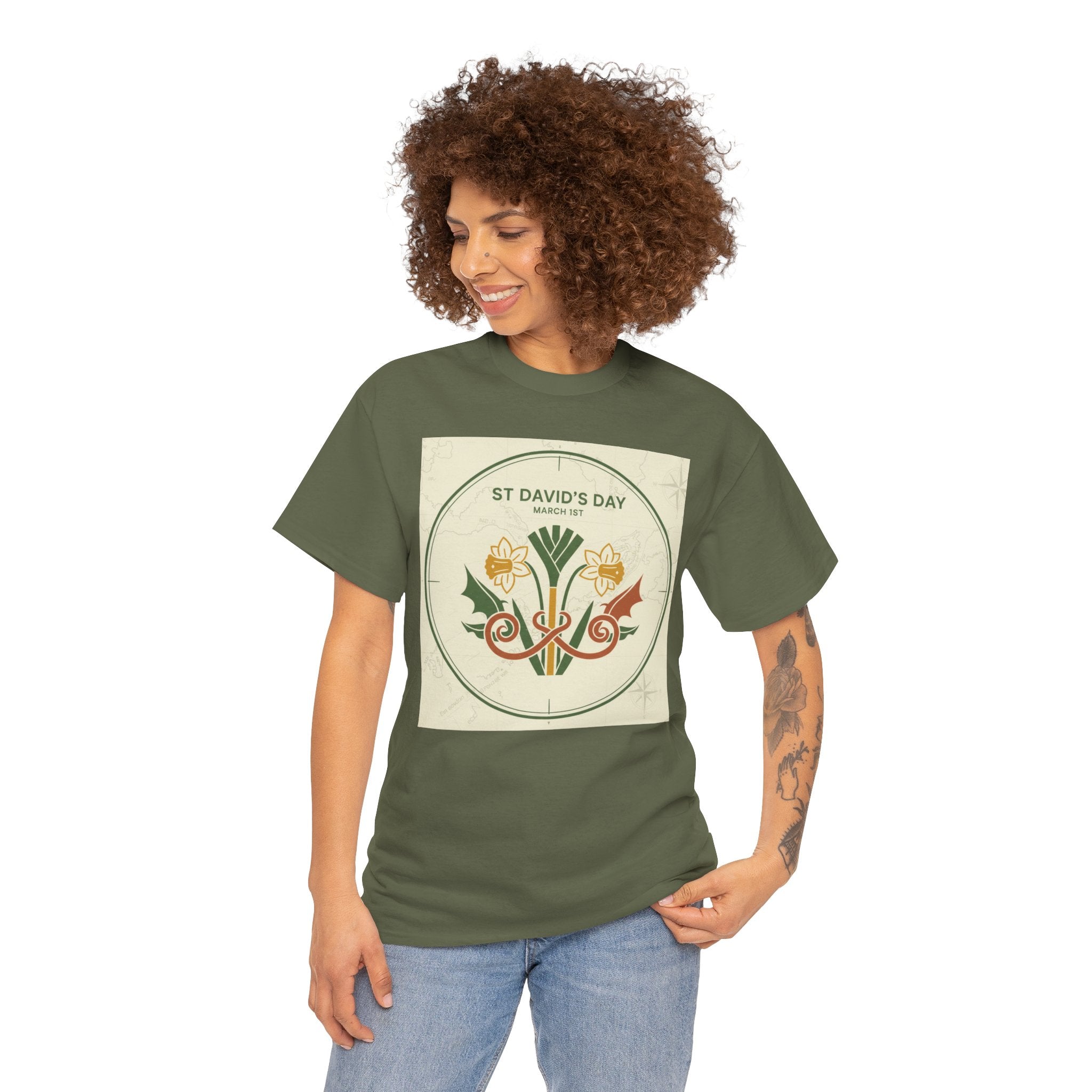 St. David's Day Floral Tee — Welsh Daffodil & Leek Celebration Shirt