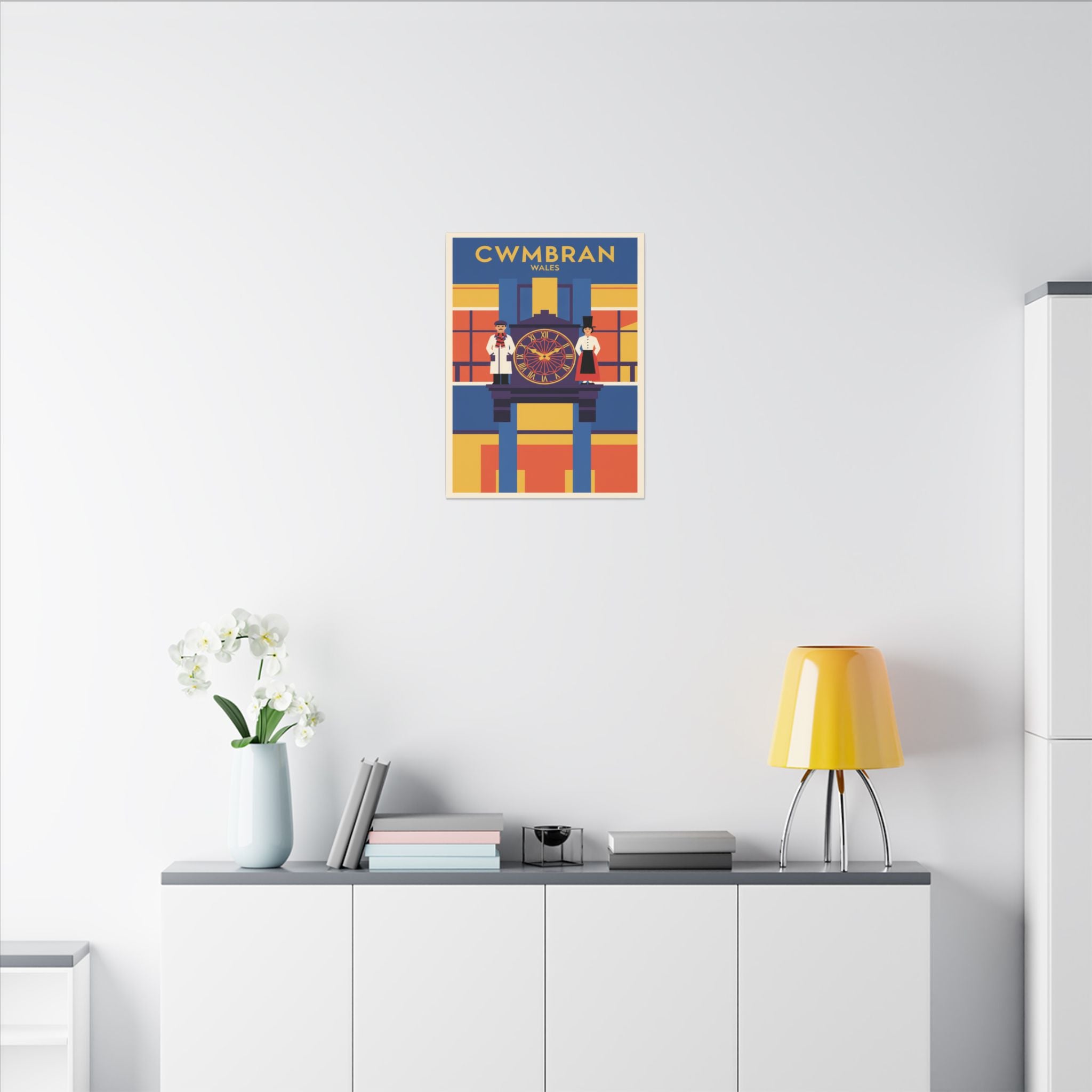 Cwmbran Wales Vintage Clock Tower Matte Canvas Print