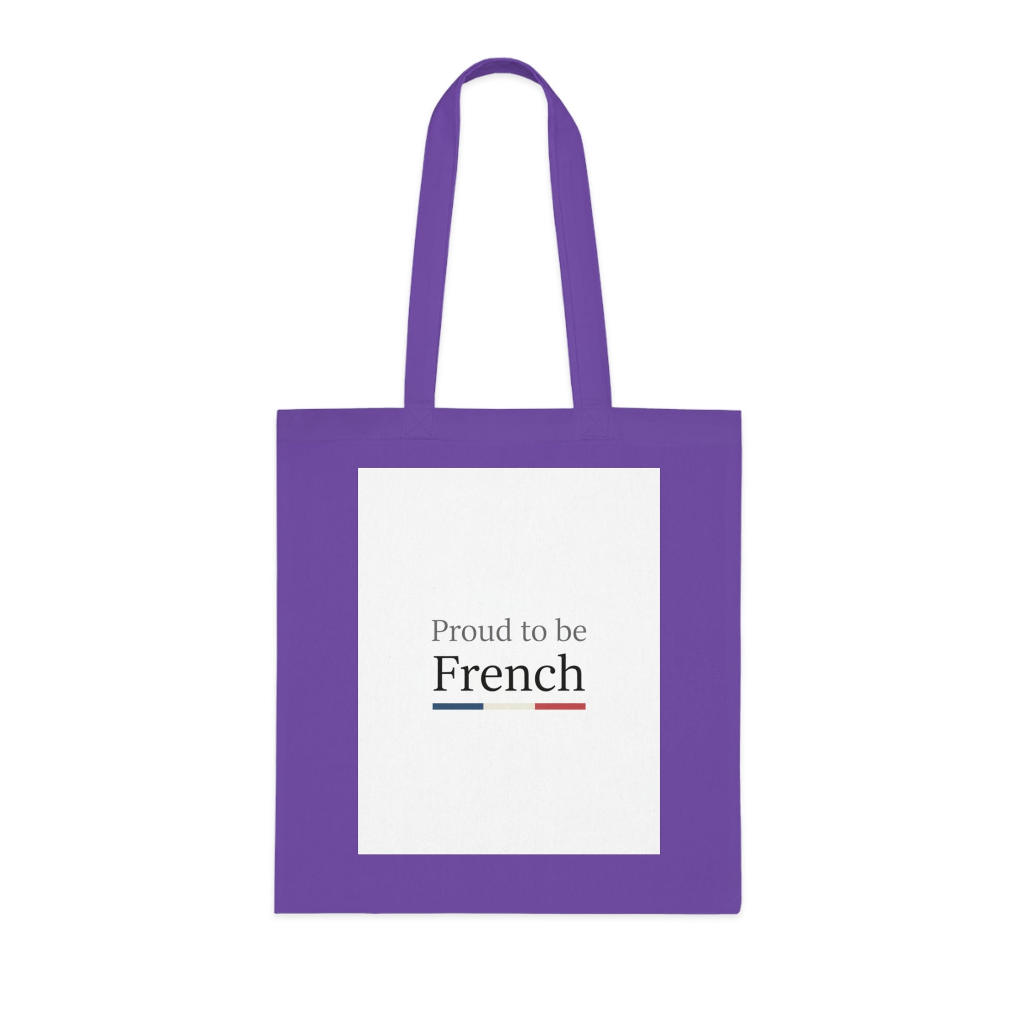 Proud to be French Cotton Tote Bag — French Flag Text Eco Market Tote