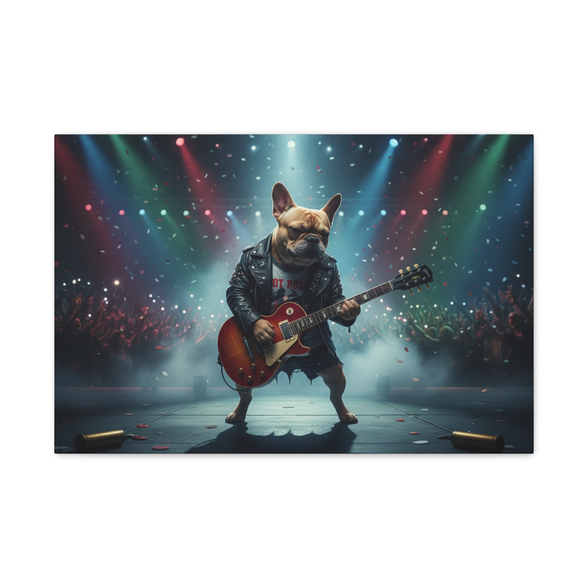 Rockstar French Bulldog Canvas Print — Guitar Dog Wall Art for Music Lovers