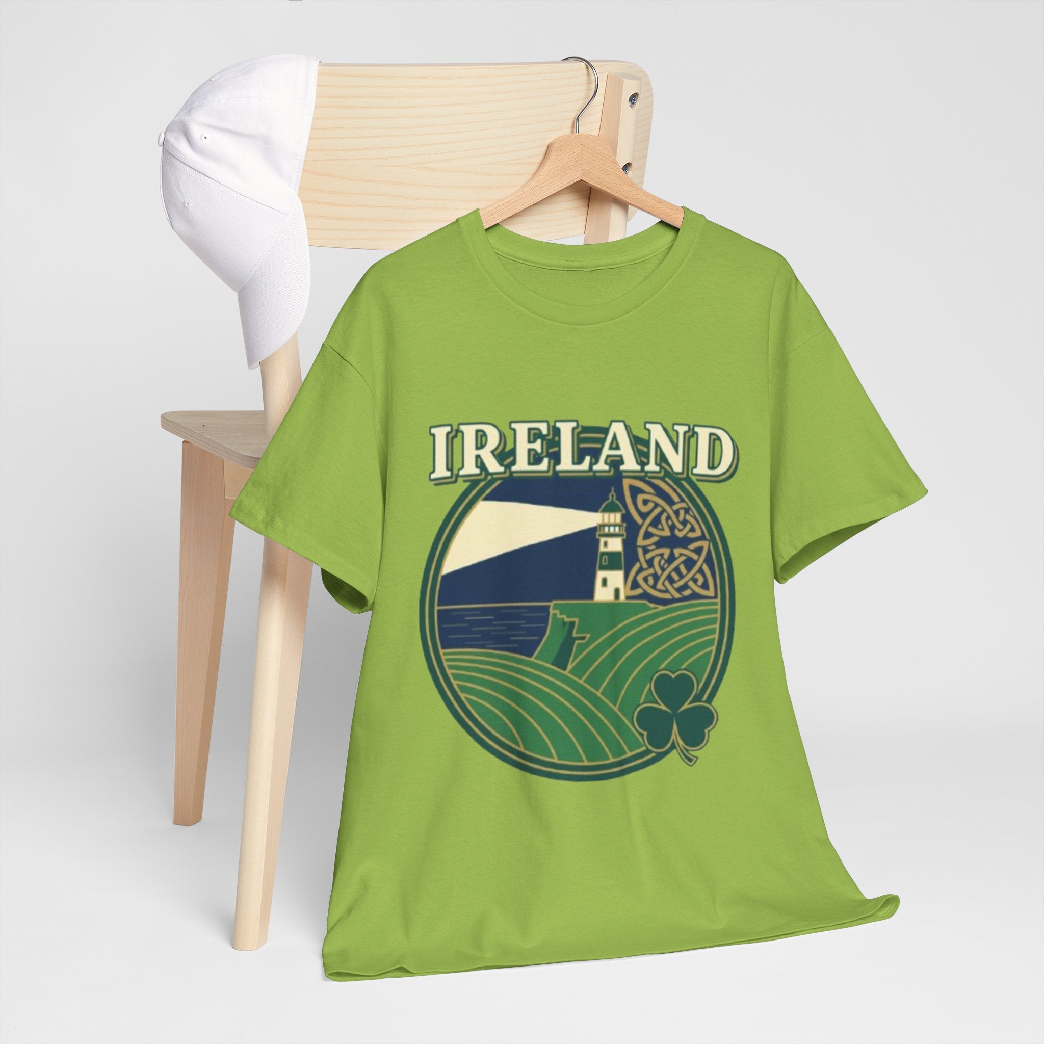 Ireland Scenic Tee — Celtic Lighthouse & Shamrock Graphic T-Shirt